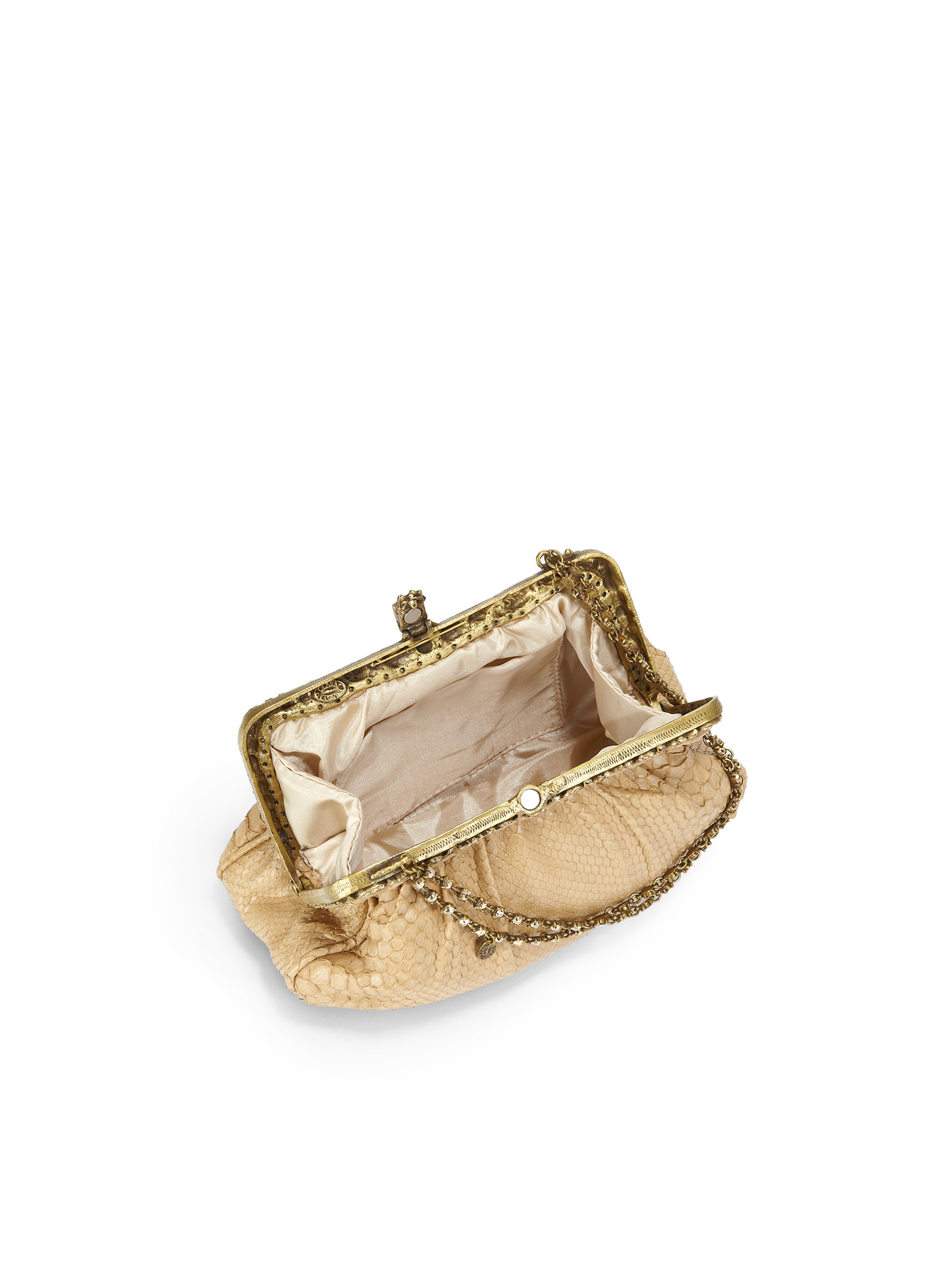 Clara kasavina Rebecca Swarovski Crystal Python Clutch in Beige ...