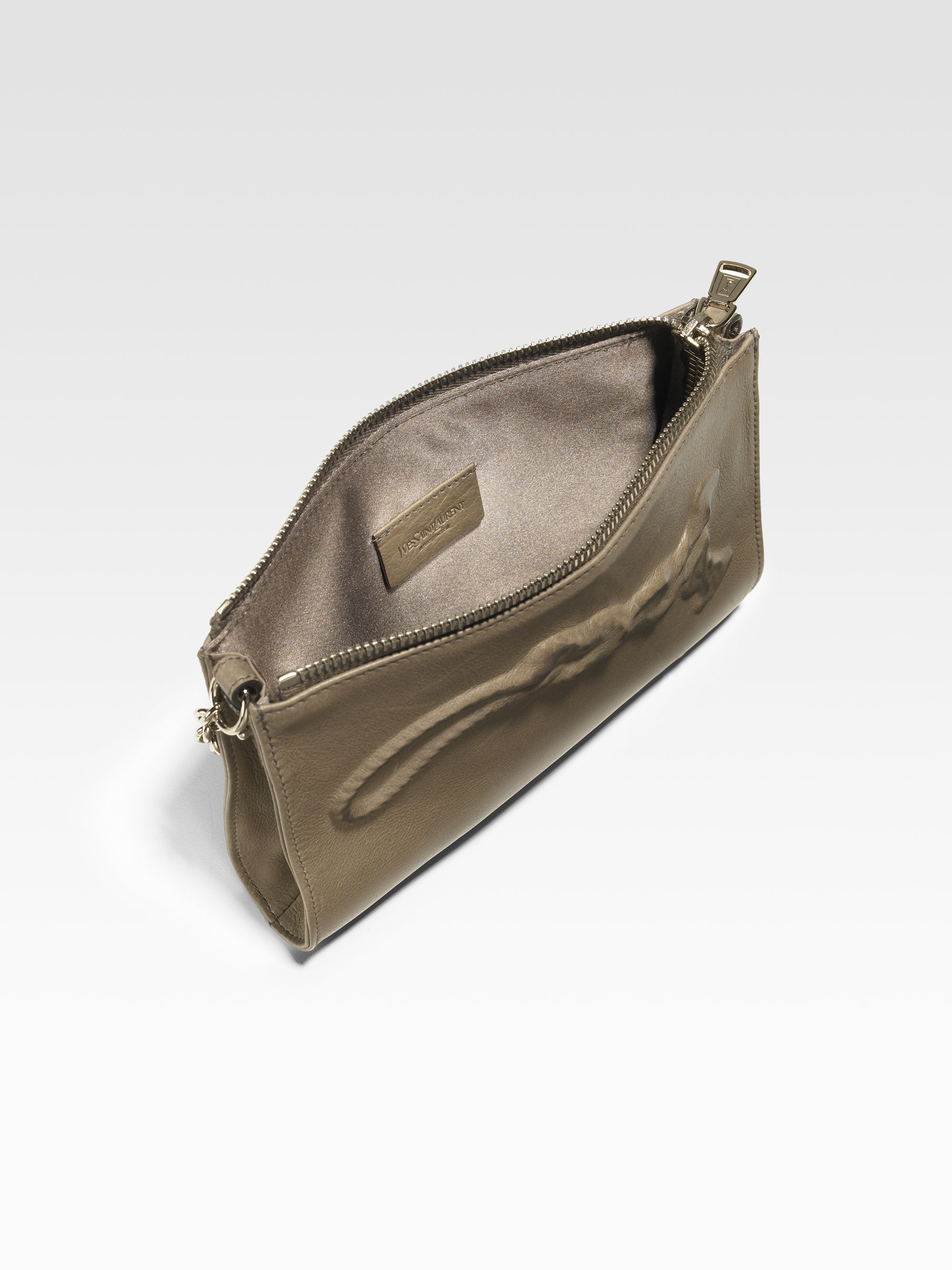 fake ysl handbags - Saint laurent Mini Charm Leather Bag in Gray (grey) | Lyst