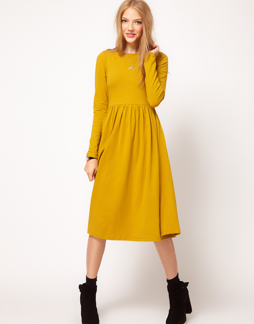 Lyst Asos  Collection Asos  Midi Dress  with Long  Sleeve  in 