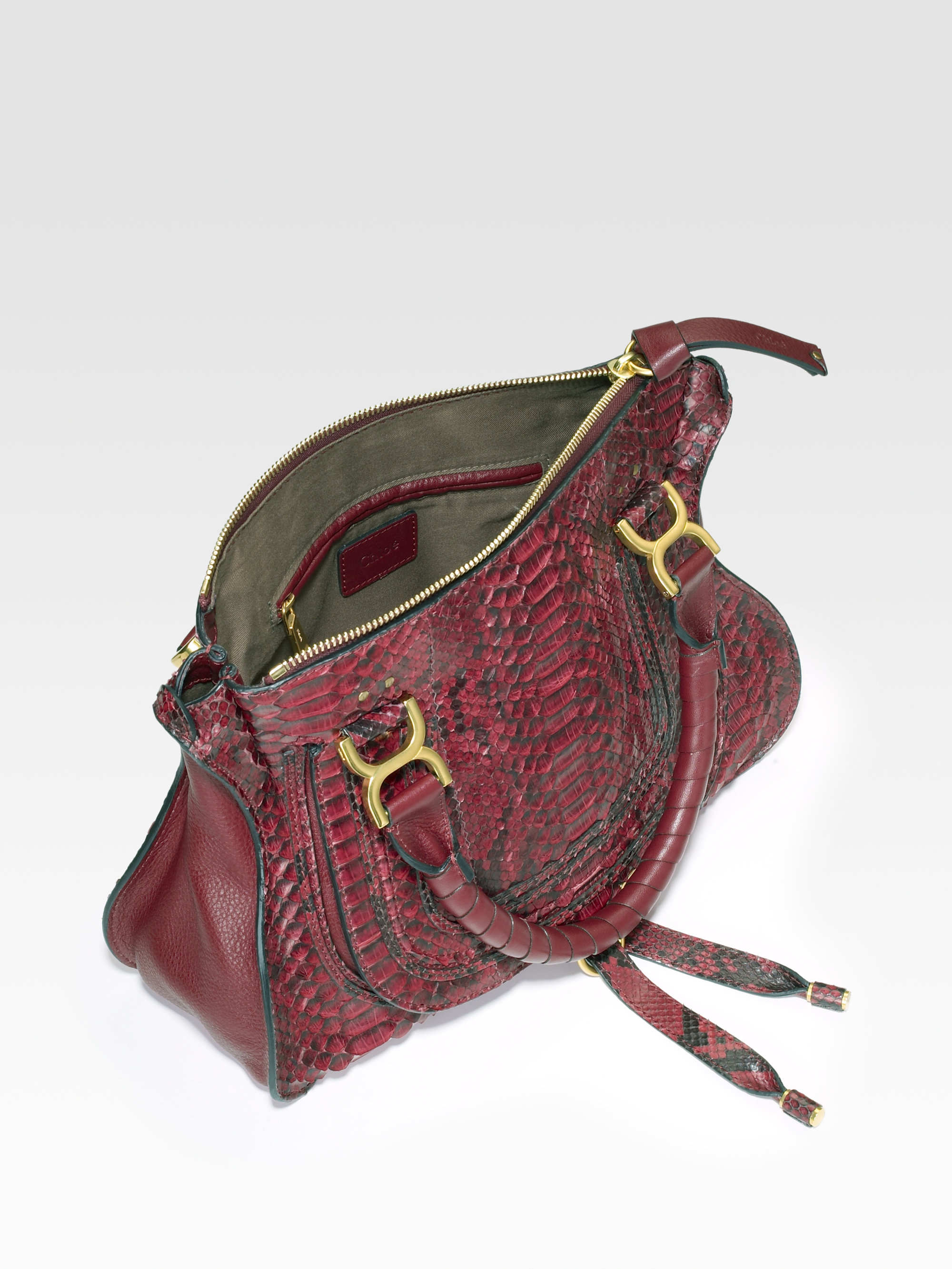 Chlo Marcie Medium Python Shoulder Bag in Purple (black currant ...  