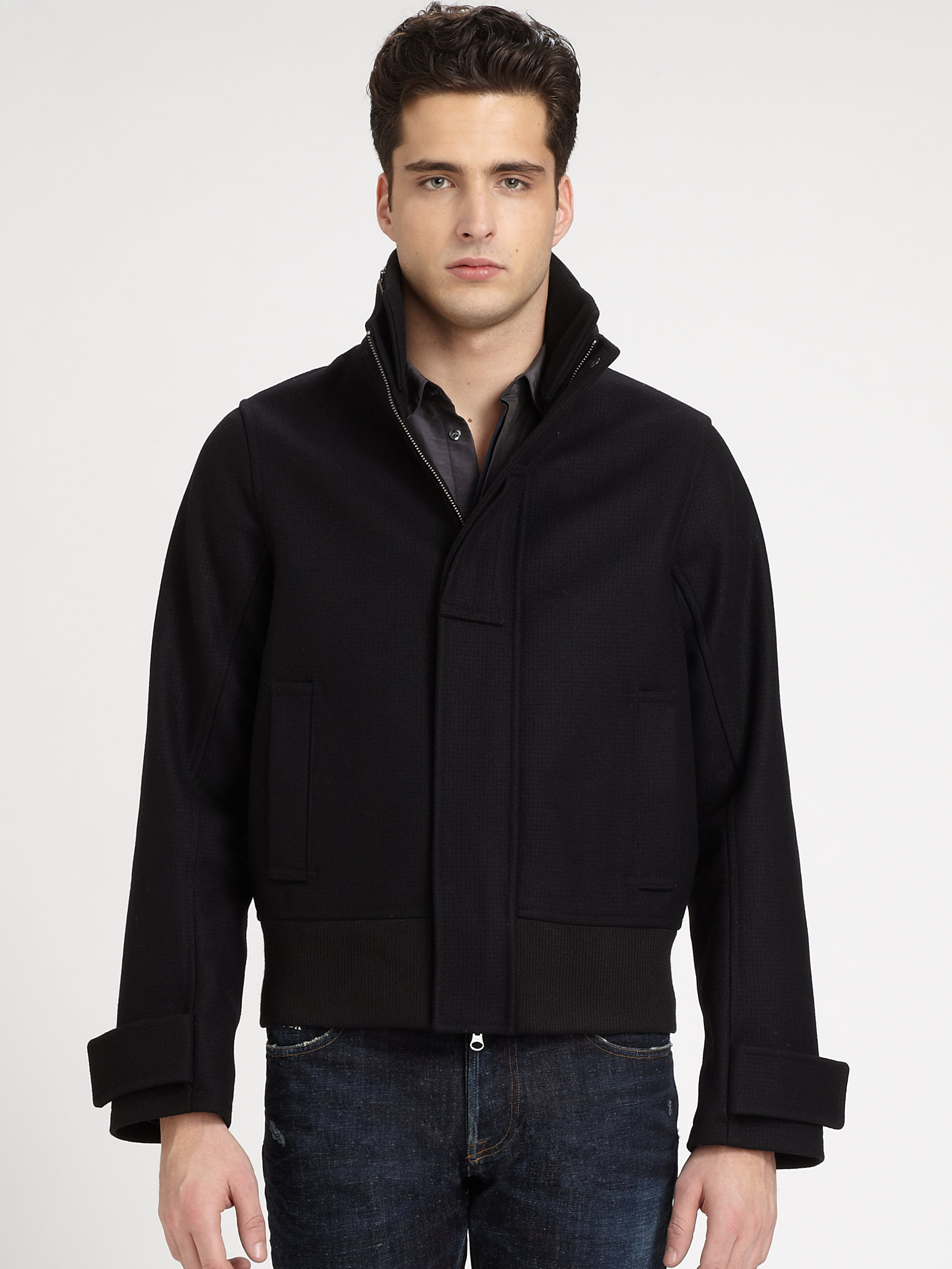Lyst - Emporio Armani Wool Felt Blouson Jacket in Black for Men