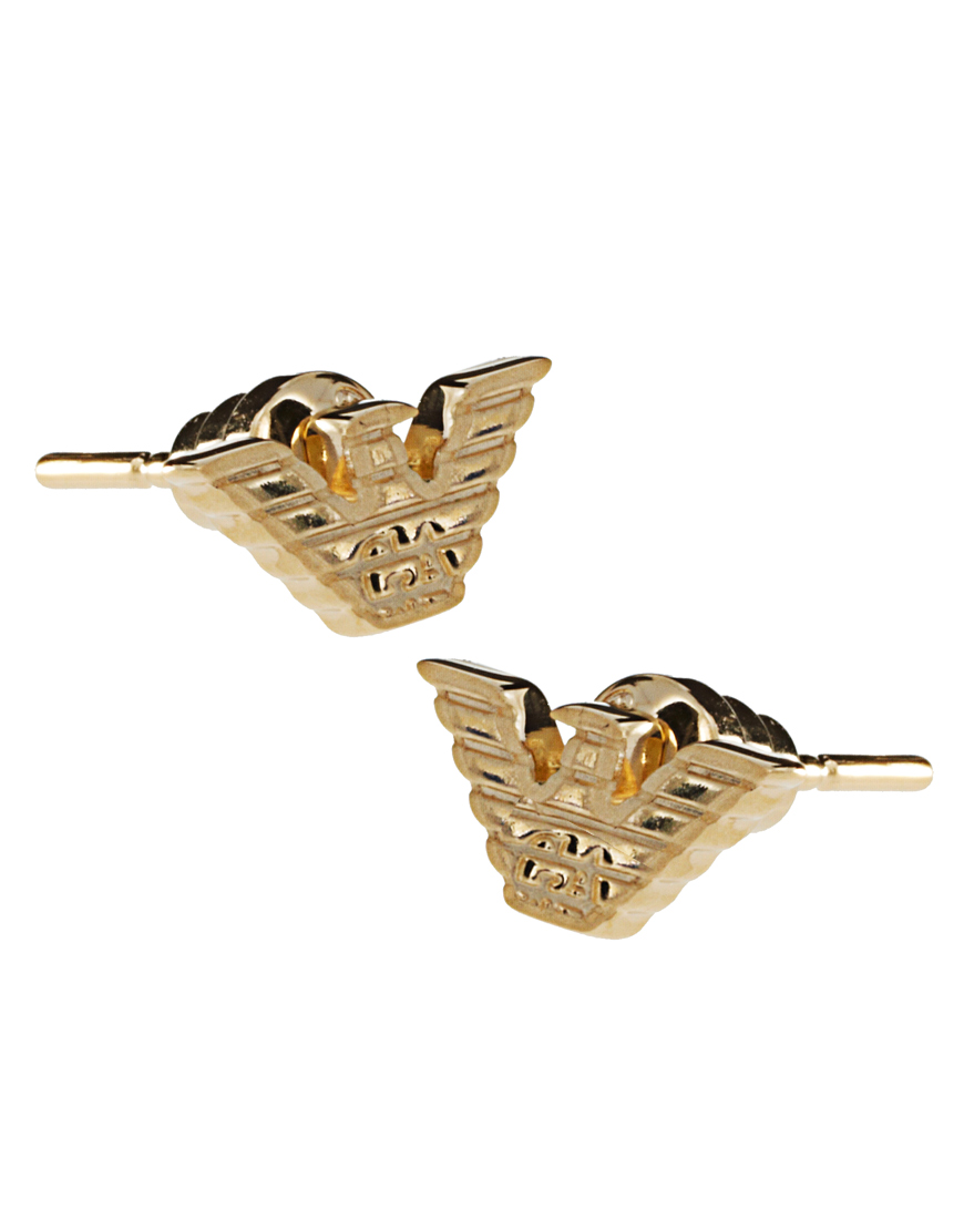 Lyst Emporio Armani Gold Plated Eagle Stud Earrings In Metallic Gallery