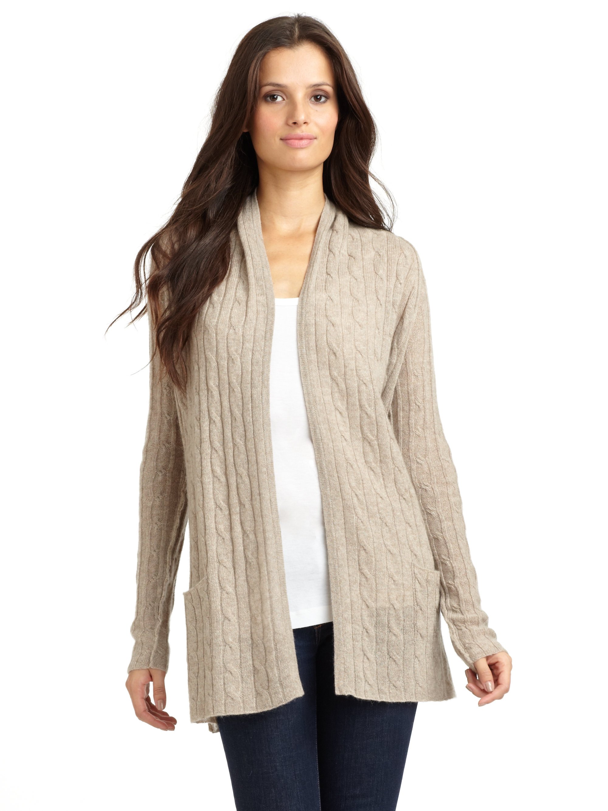 Lyst - Kokun Cashmere Cable Knit Cardigan in Natural
