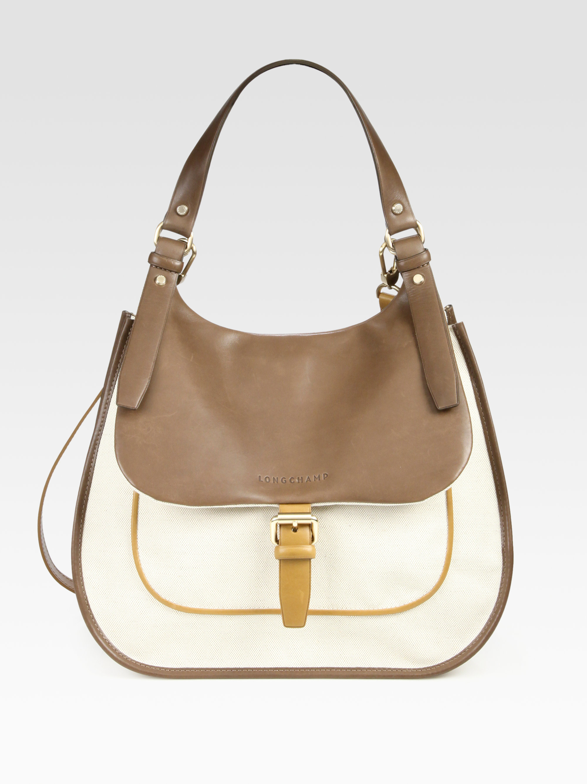 Lyst Longchamp Balzane Leather Linen Hobo Bag in Brown