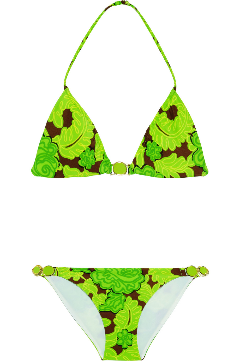 Oscar de la renta Printed Halterneck Bikini in Green | Lyst