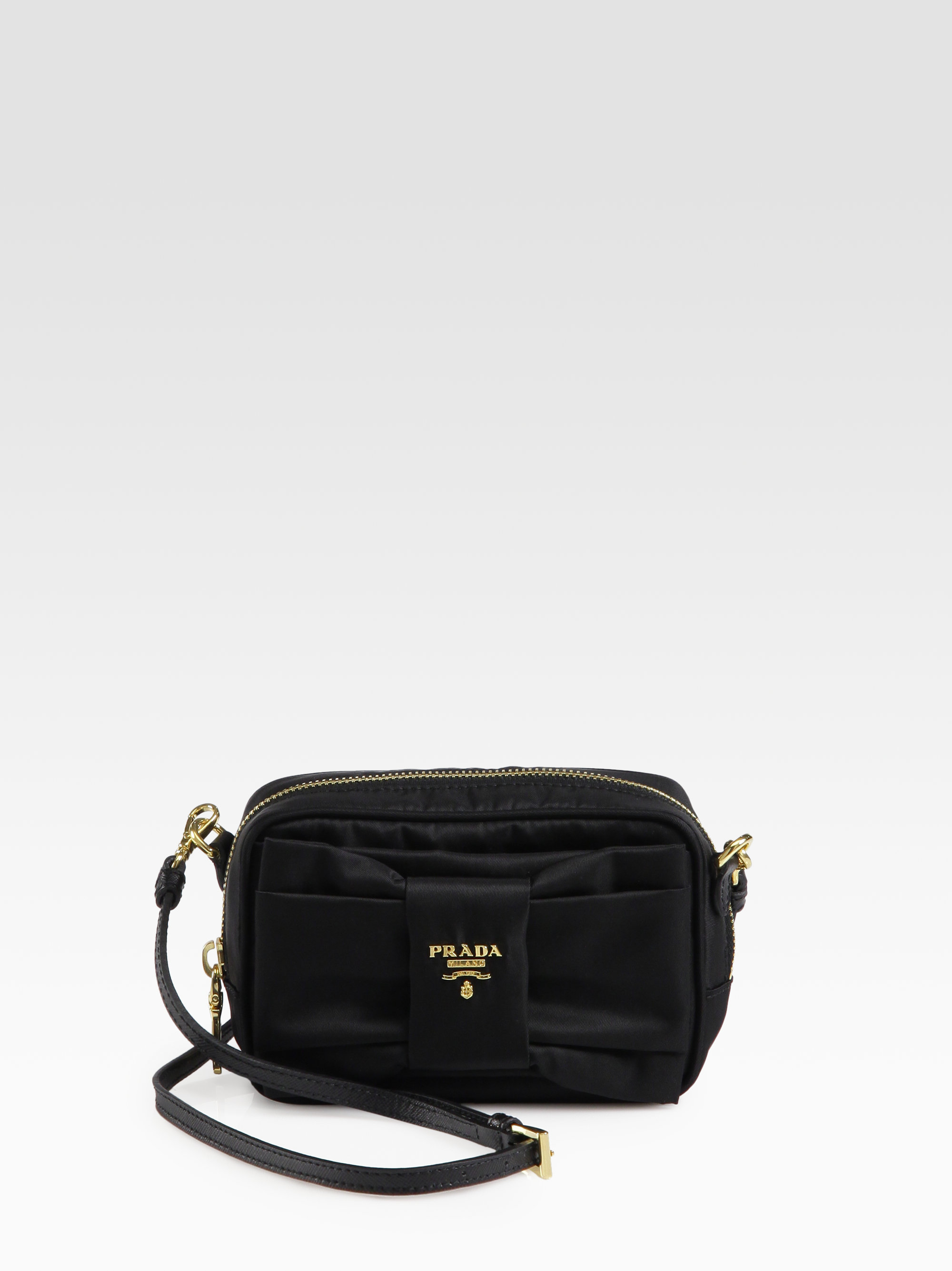 Prada Tessuto Bow-Detail Cross-Body Bag in Black (nero-black) | Lyst