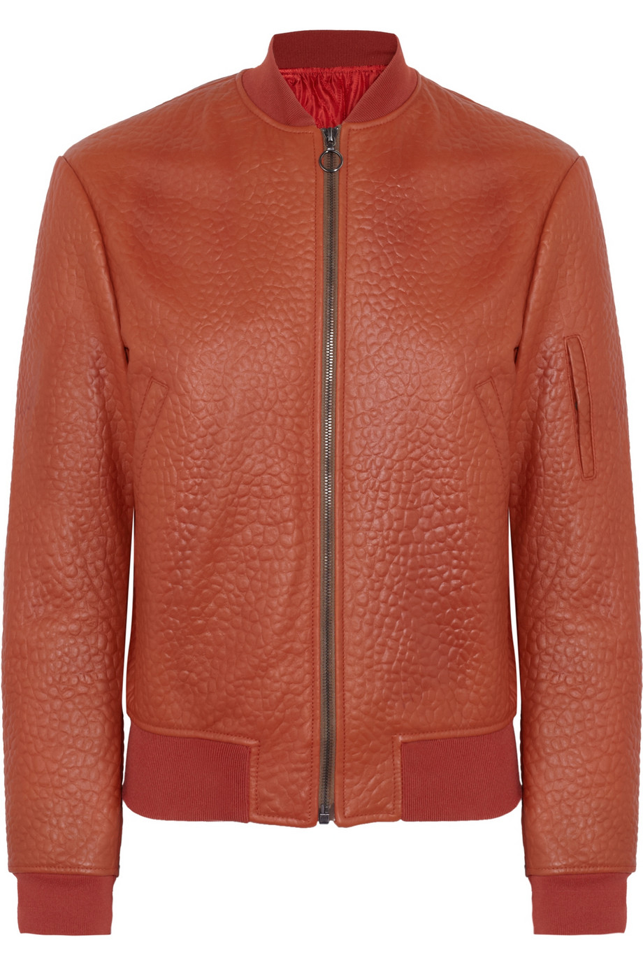 Lyst Pringle Of Scotland Textured Leather Er Jacket In Orange Gallery