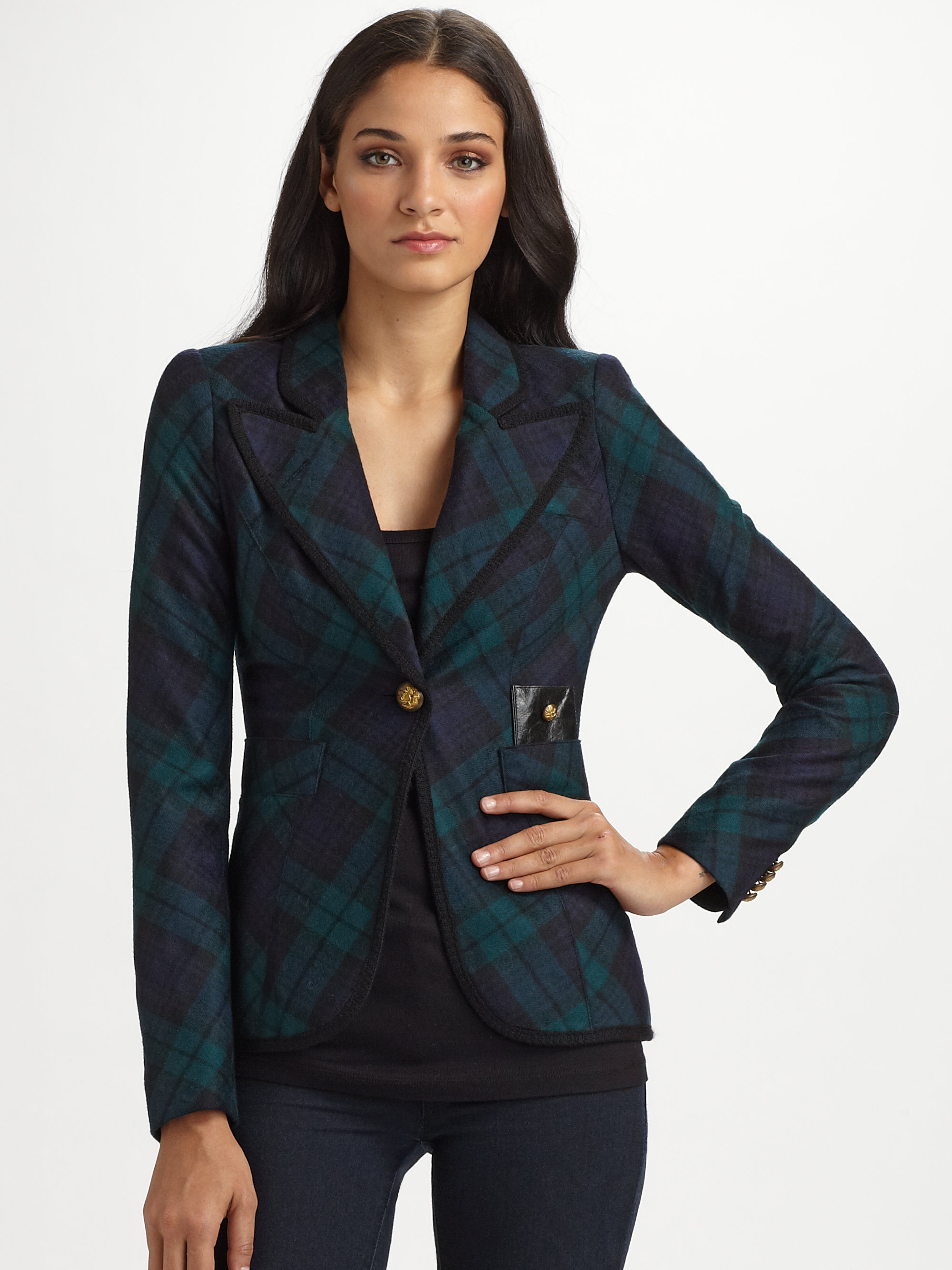 Lyst - Smythe Taped Plaid Blazer in Blue