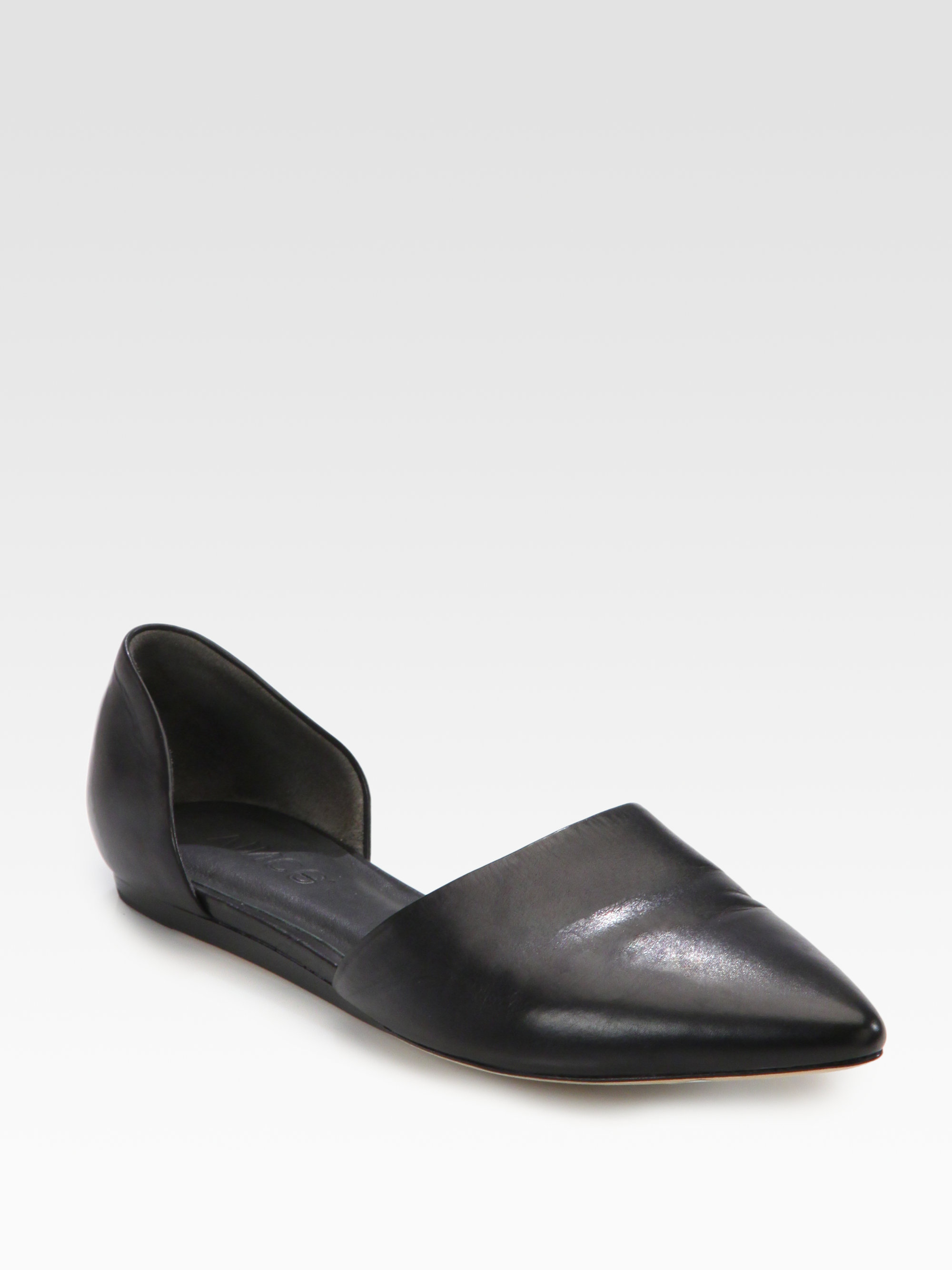 black leather d orsay flats
