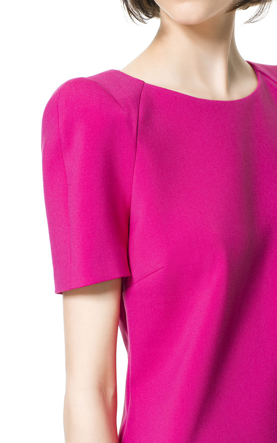 Zara Dress with Shoulder Pads in Pink (fuchsia) | Lyst