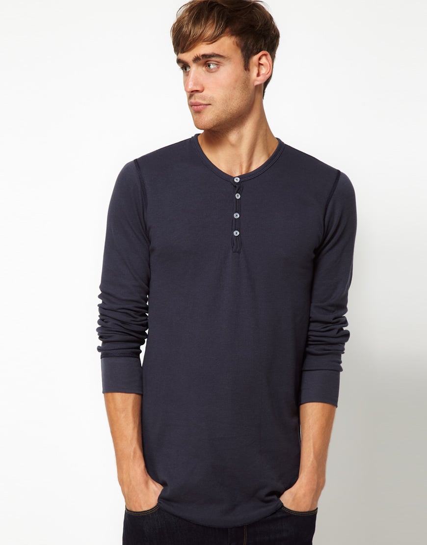 Lyst - American Apparel Henley Top in Blue for Men