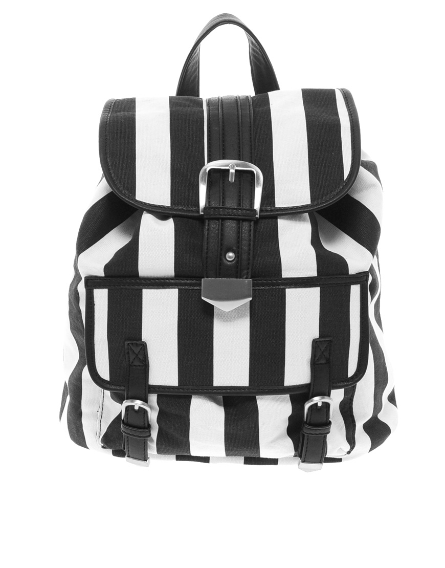 Lyst - ASOS Backpack Bag in Mono Stripe in White
