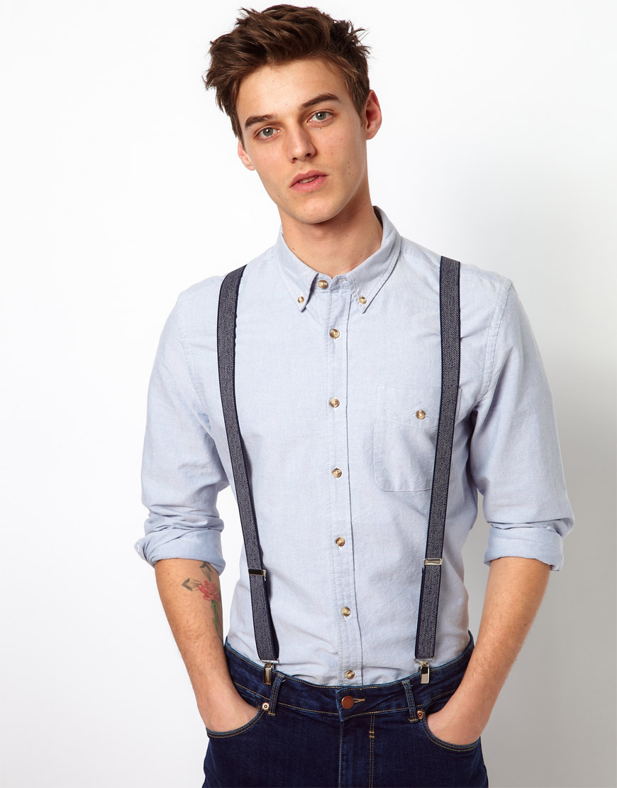 Lyst - Asos Vintage Denim Suspenders In Blue in Blue for Men