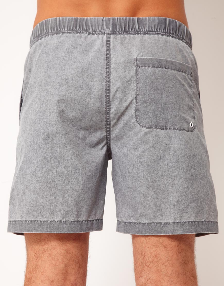 Asos Swim Shorts With Acid Wash In Mid Length in Gray for Men Lyst
