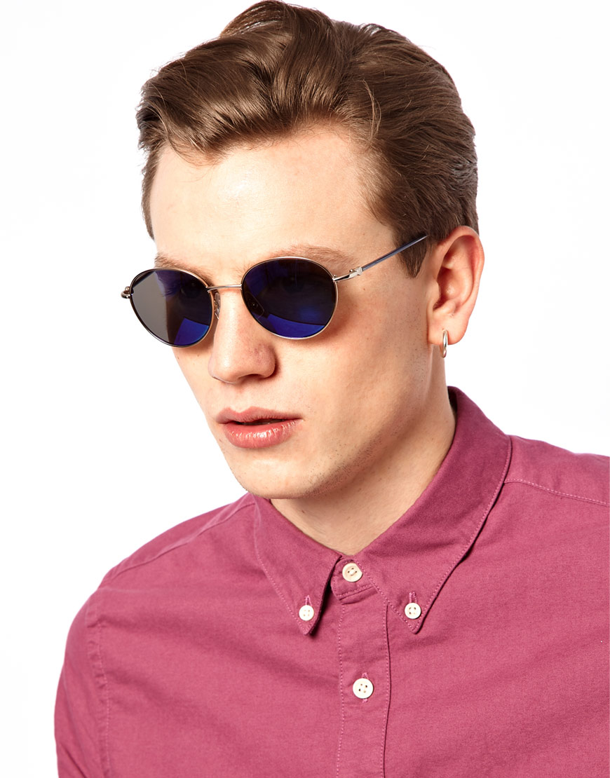 Calvin Klein Ck Round Sunglasses In Blue For Men 