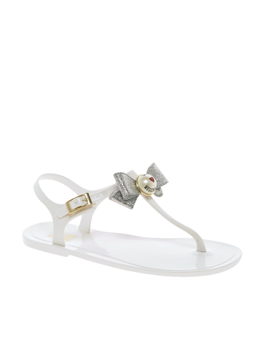 Love Moschino White Jelly Flat Sandals in White - Lyst