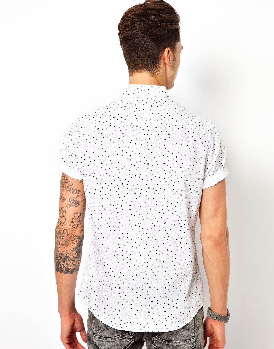River island Short Sleeve Shirt with Star Print in White for Men | Lyst