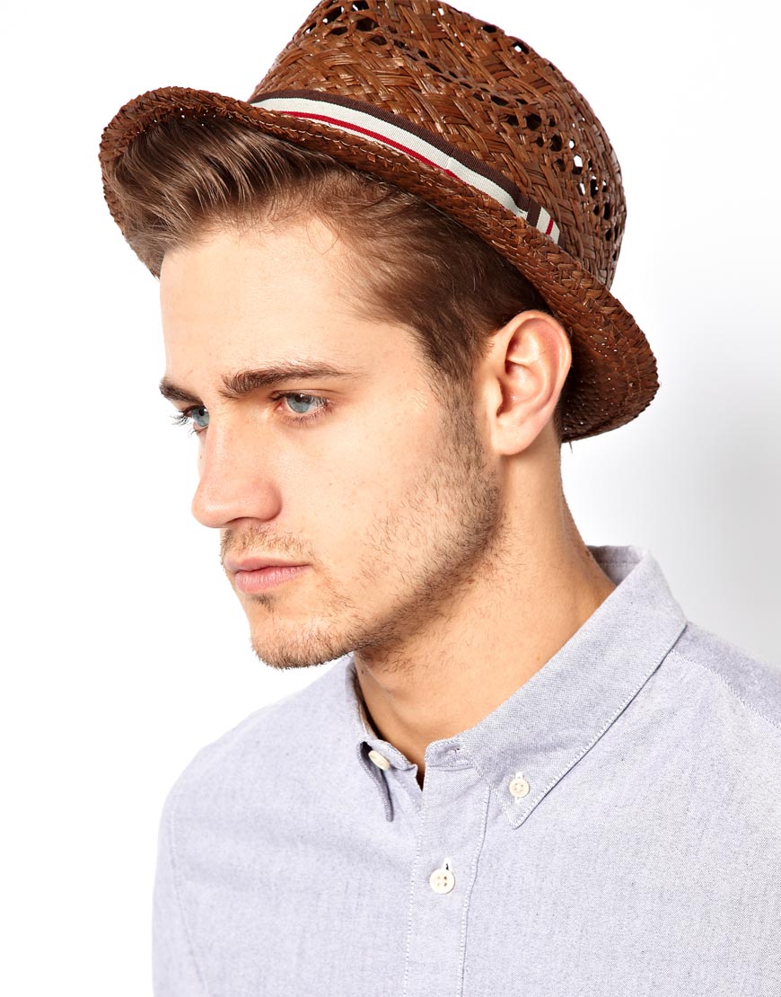 Ted baker Straw Trilby Hat in Brown for Men | Lyst