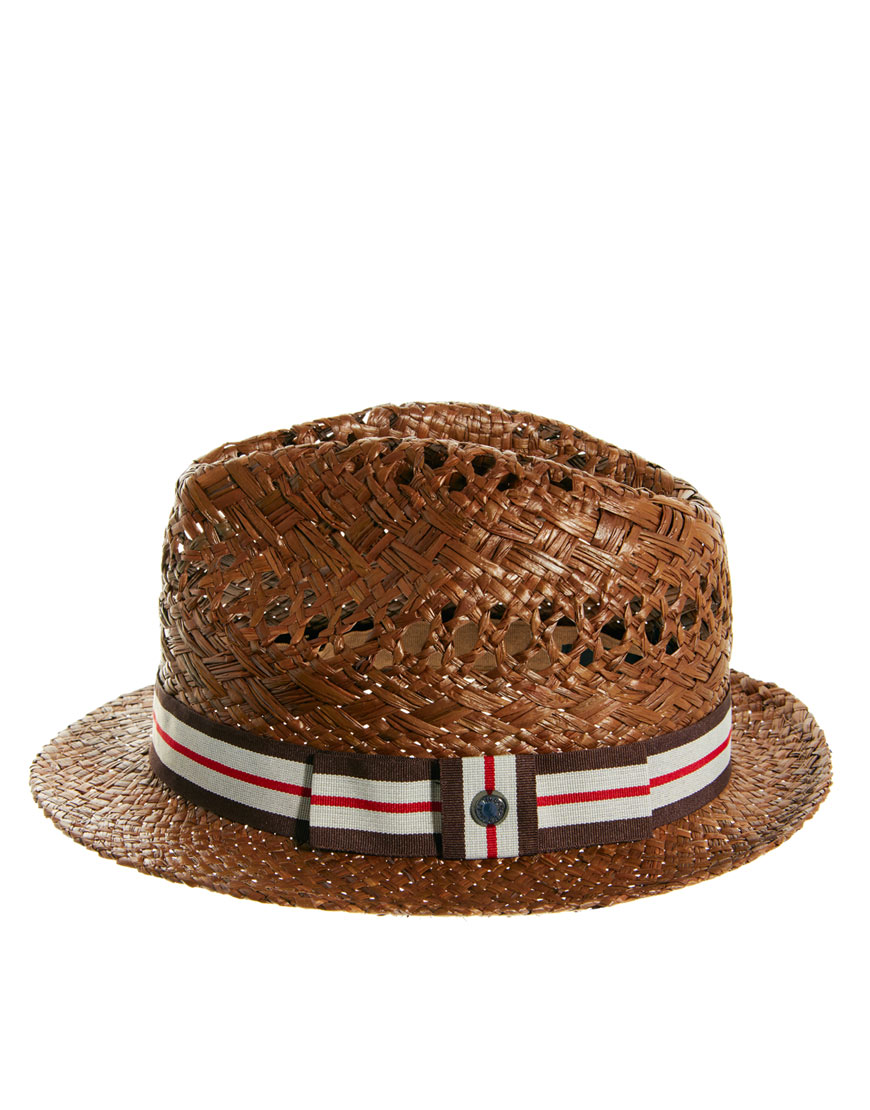 Ted baker Straw Trilby Hat in Brown for Men | Lyst