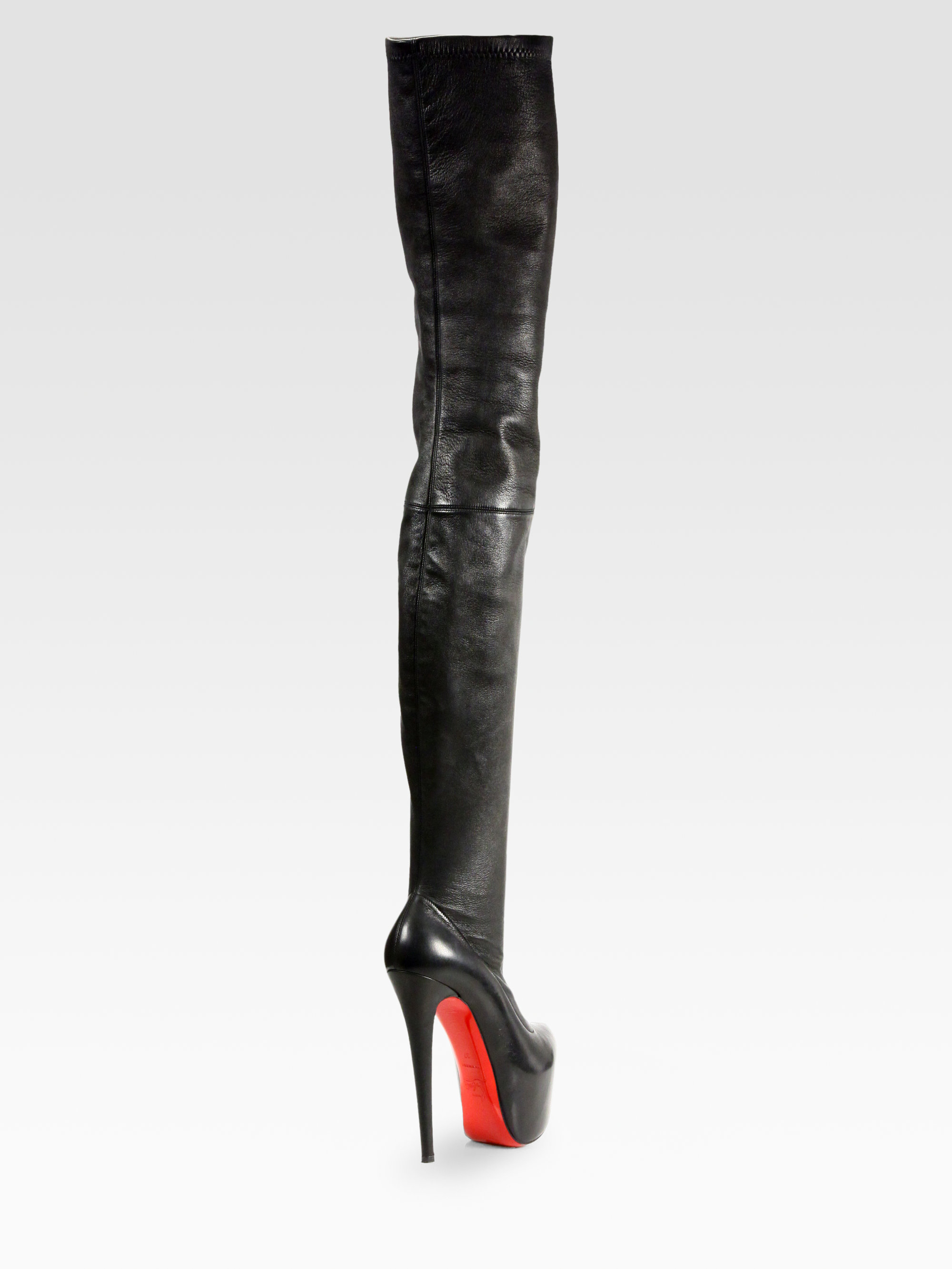 Christian Louboutin Monicarina Thighhigh Leather Boots In Black Lyst