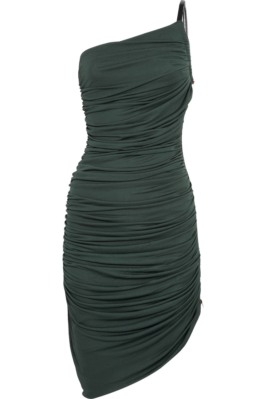 Halston Asymmetric Ruched Jersey Dress in Forest Green (Green) - Lyst