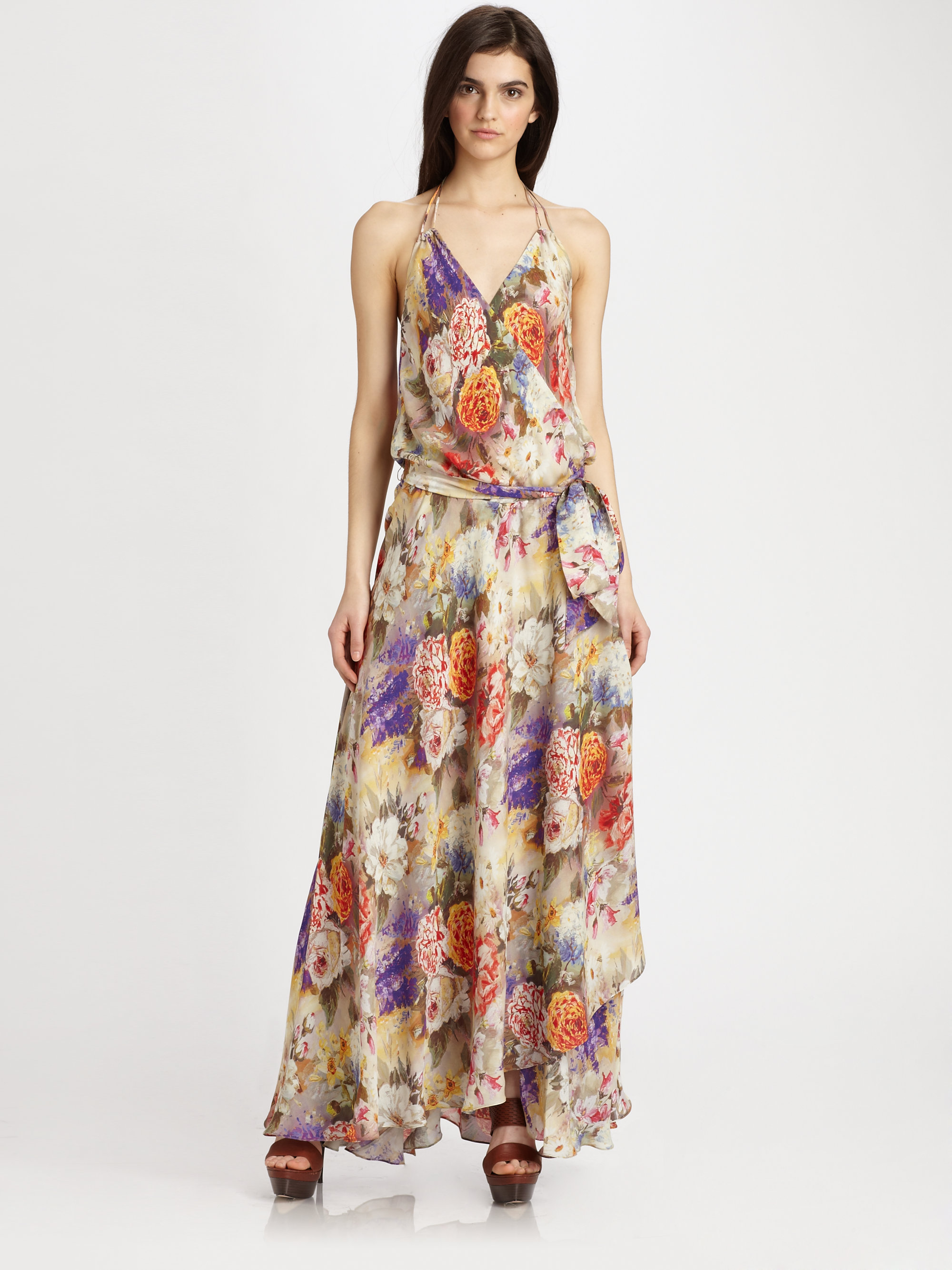 Haute Hippie Floralprint Silk Maxi Dress in Multicolor (multi) | Lyst