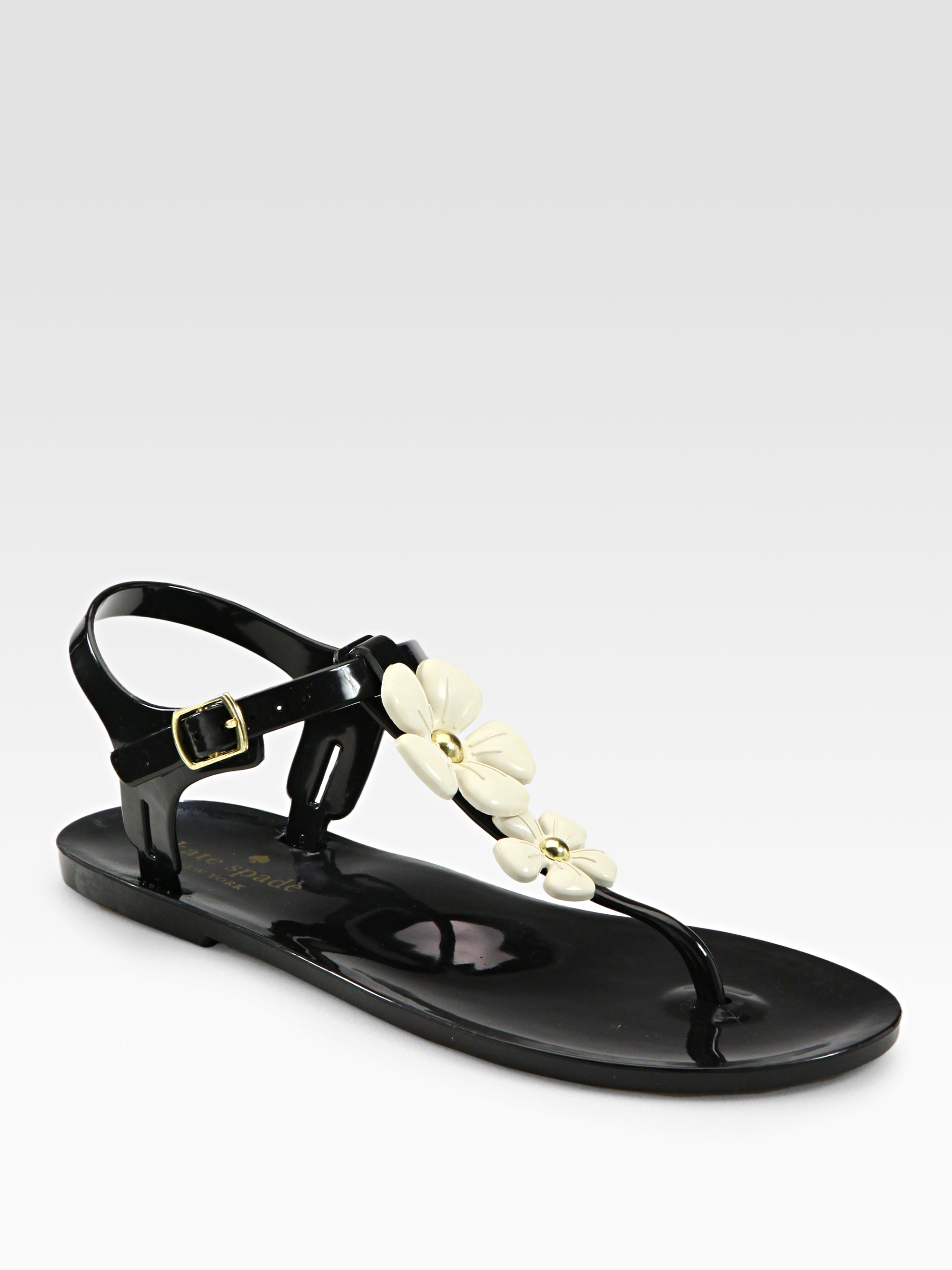 Lyst - Kate Spade New York Findley Jelly Flower Thong Sandals in Black