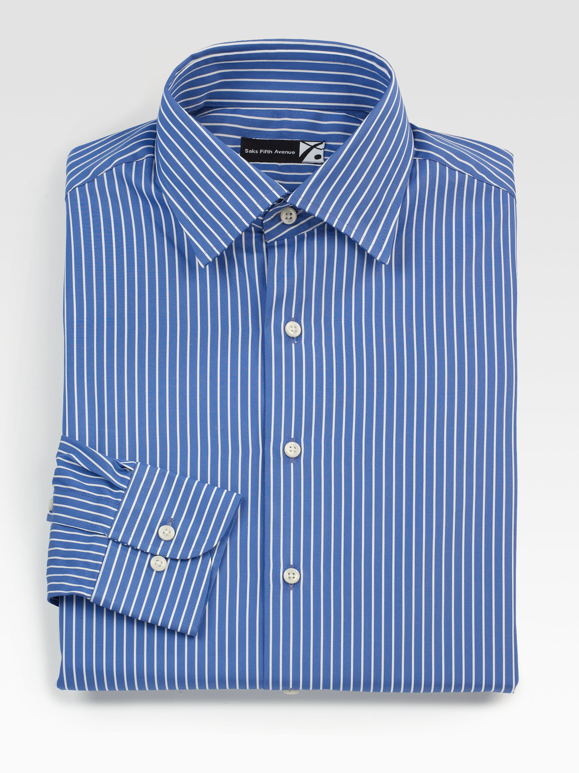 Saks fifth avenue Striped Dress Shirt in Blue for Men | Lyst