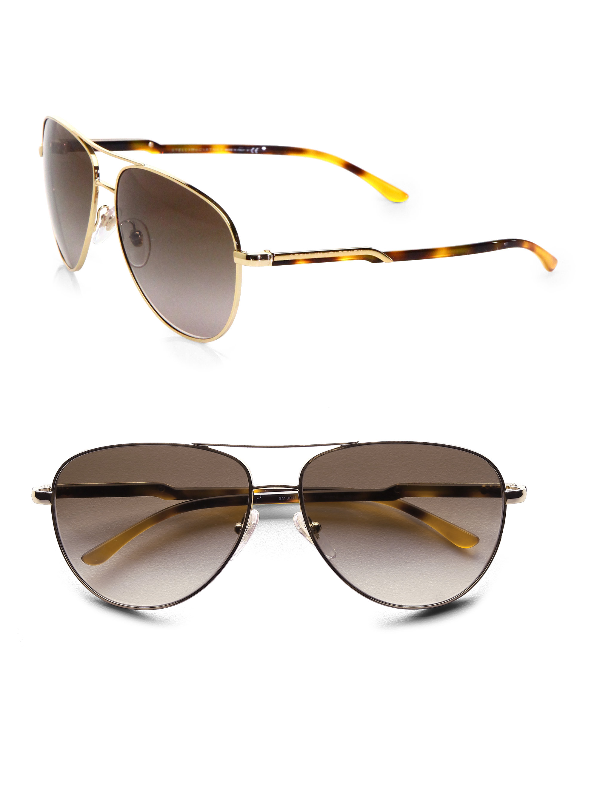 Stella Mccartney Metal Aviator Sunglasses in Gold for Men | Lyst
