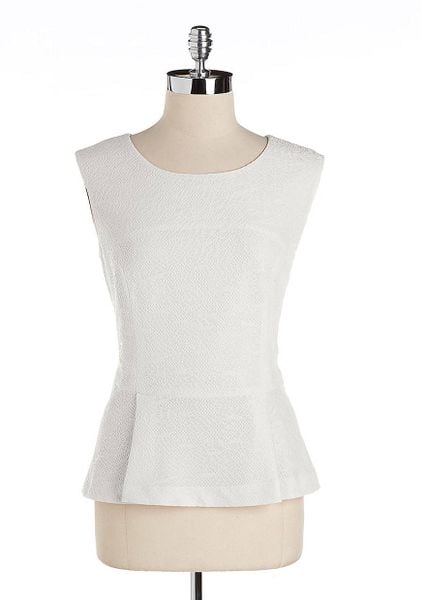 Calvin Klein Lace Sleeveless Peplum Top in White | Lyst