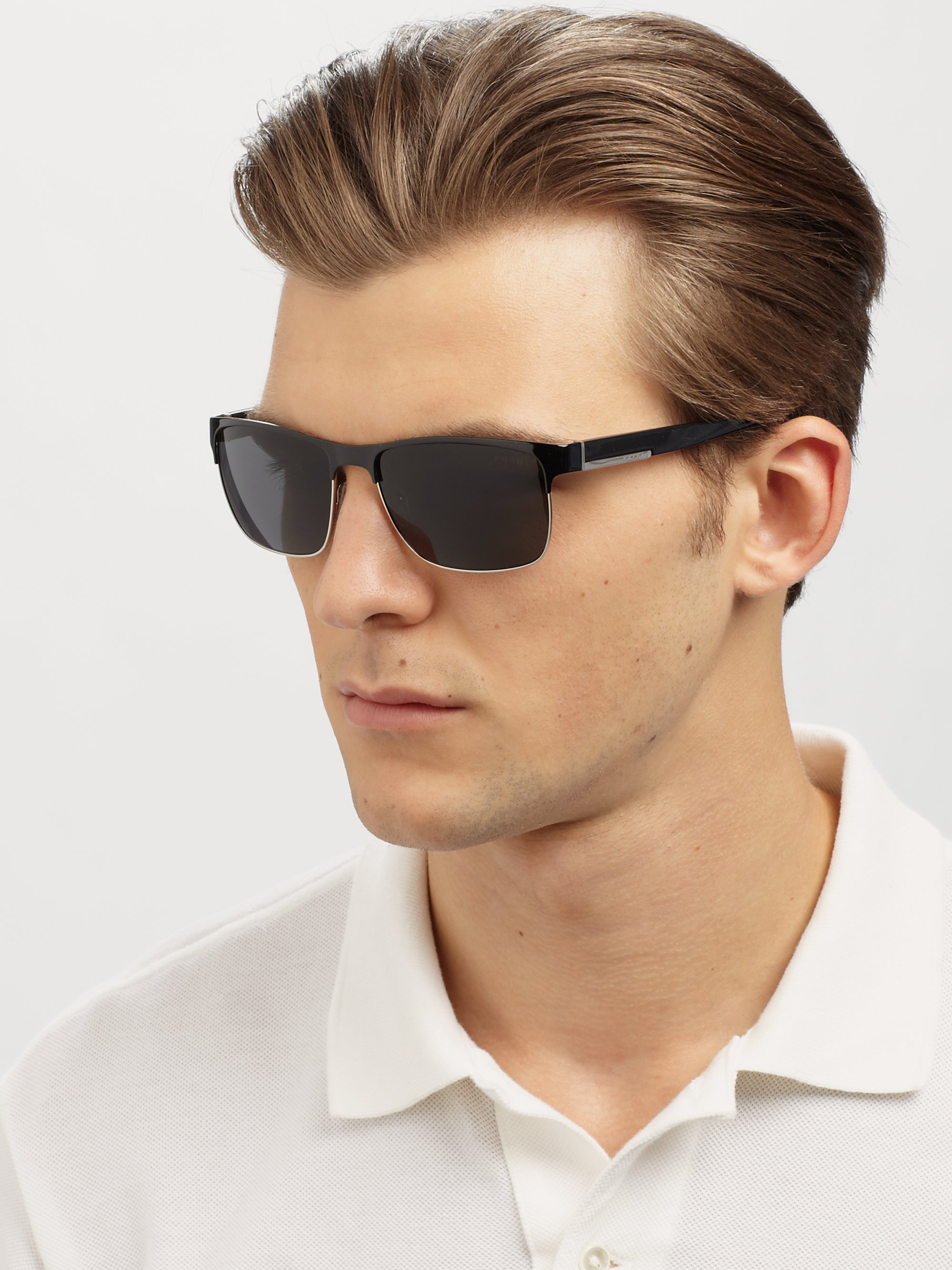 Lyst - Prada Twotone Square Sunglasses in Black for Men