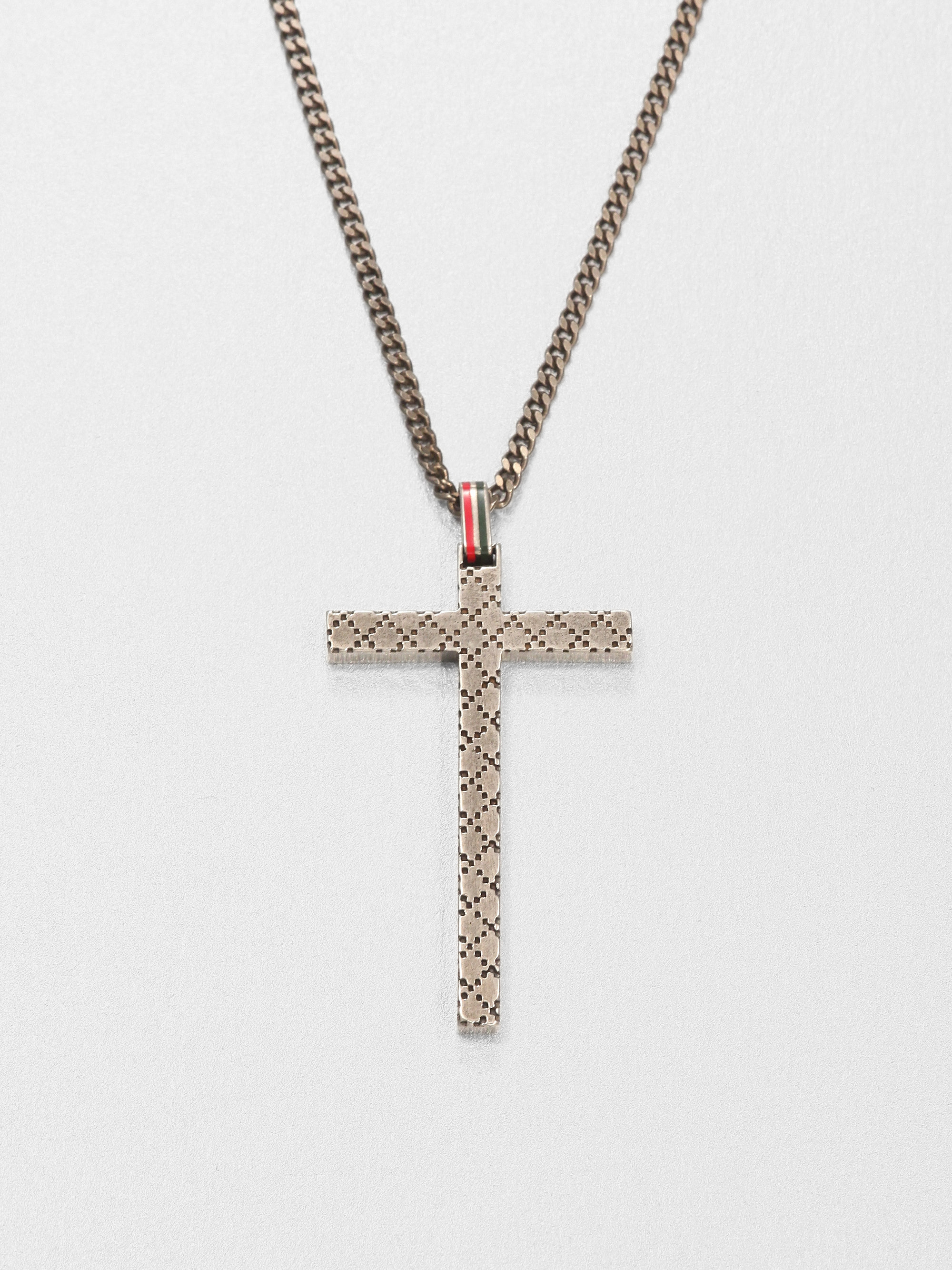 Gucci Sterling Silver Cross Necklace in Gray for Men | Lyst