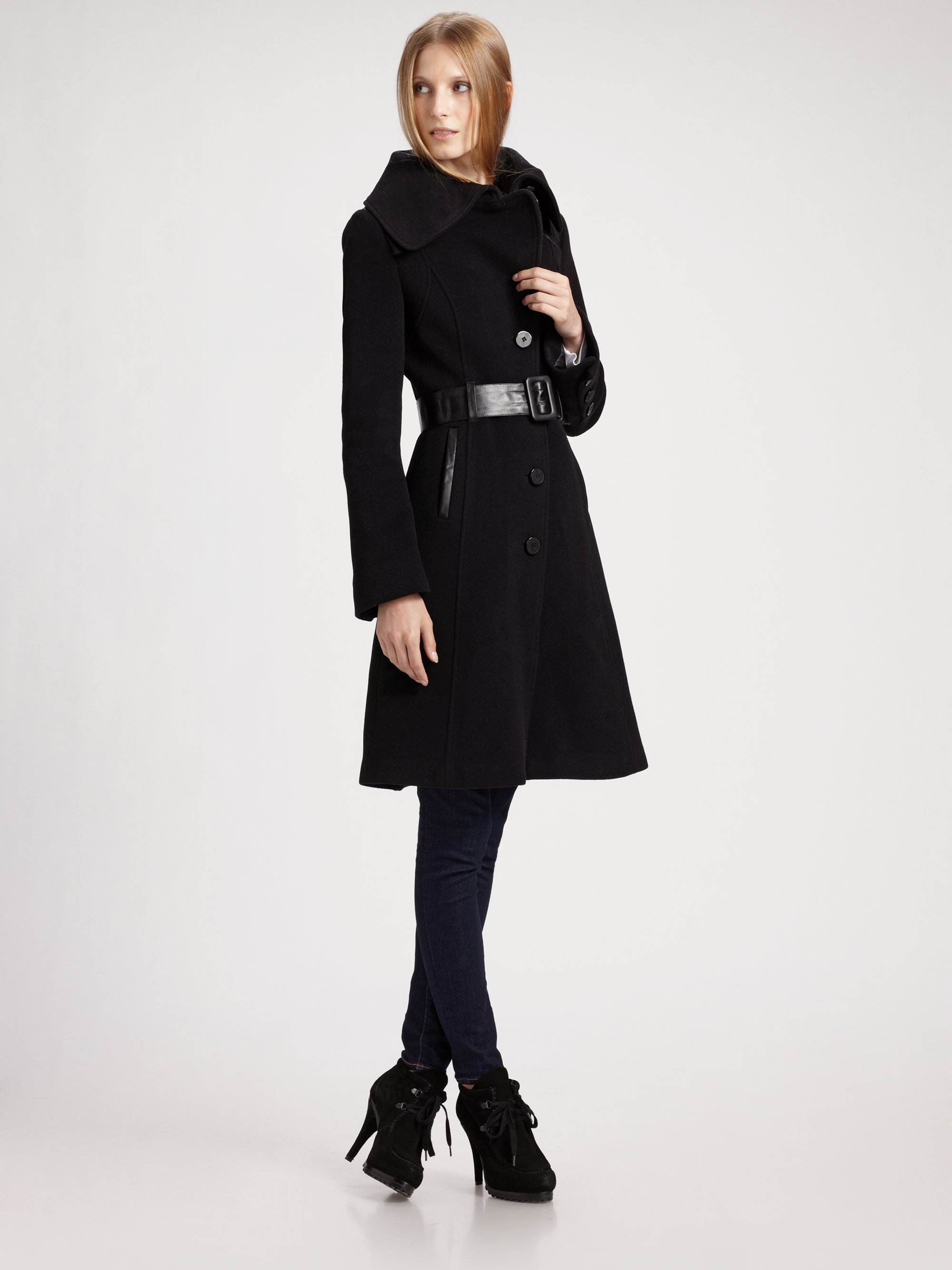 Lyst - Mackage Aline Wool Coat in Black