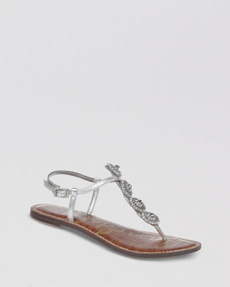 Sam Edelman Thong Sandals Galia Ornamented Flat in Silver (soft silver ...