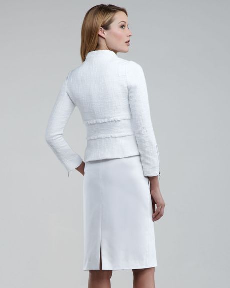 Tahari Ruffled Silklinen Suit in White | Lyst