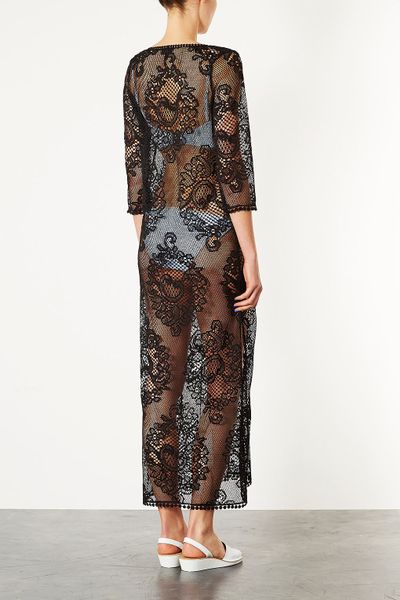 Topshop Black Lace Maxi Cover Up in Black | Lyst