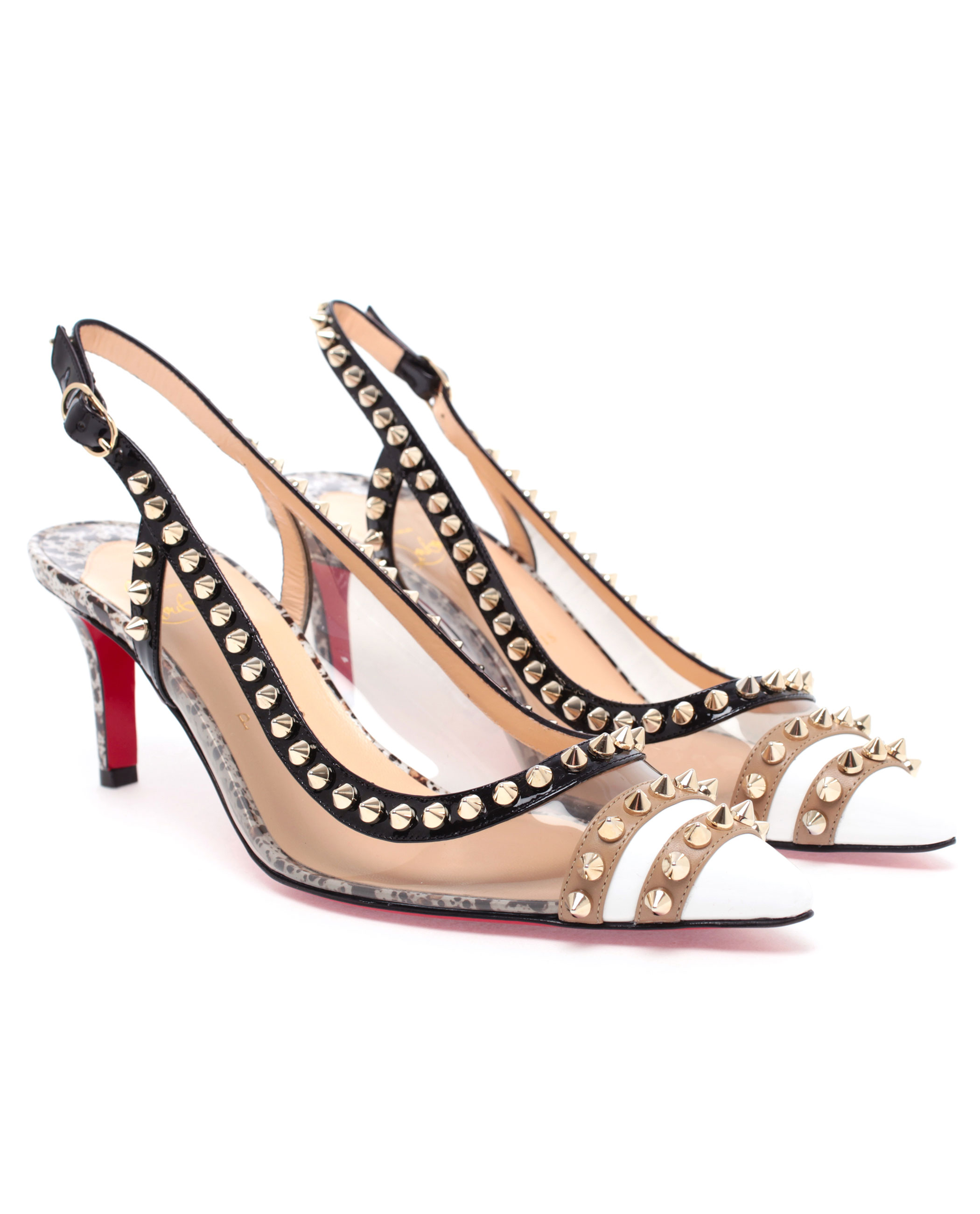 christian louboutin sandals Gold-tone patent leather covered heels ...