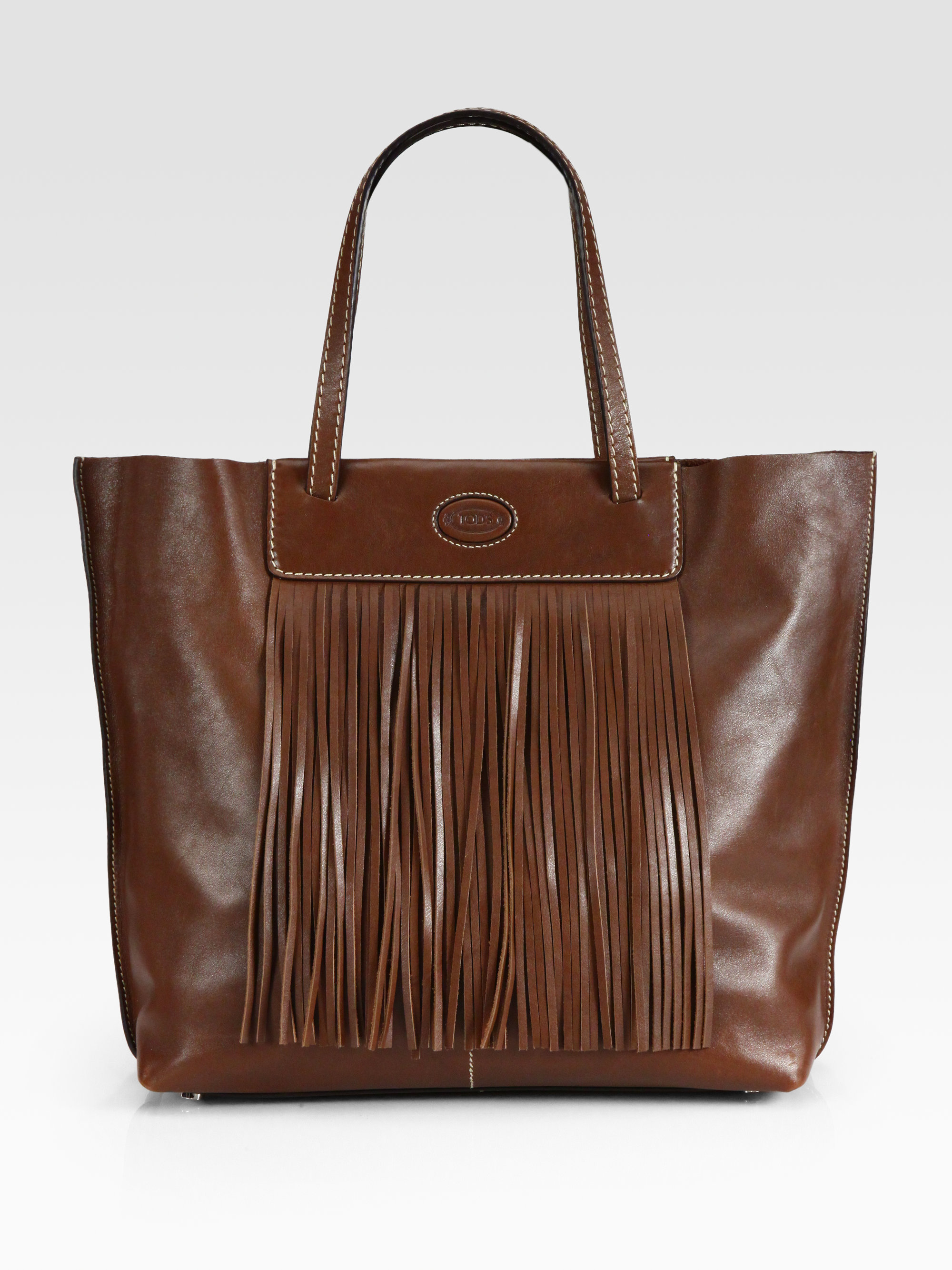 Lyst - Tod s Fringe Shopping Media Bag in Brown