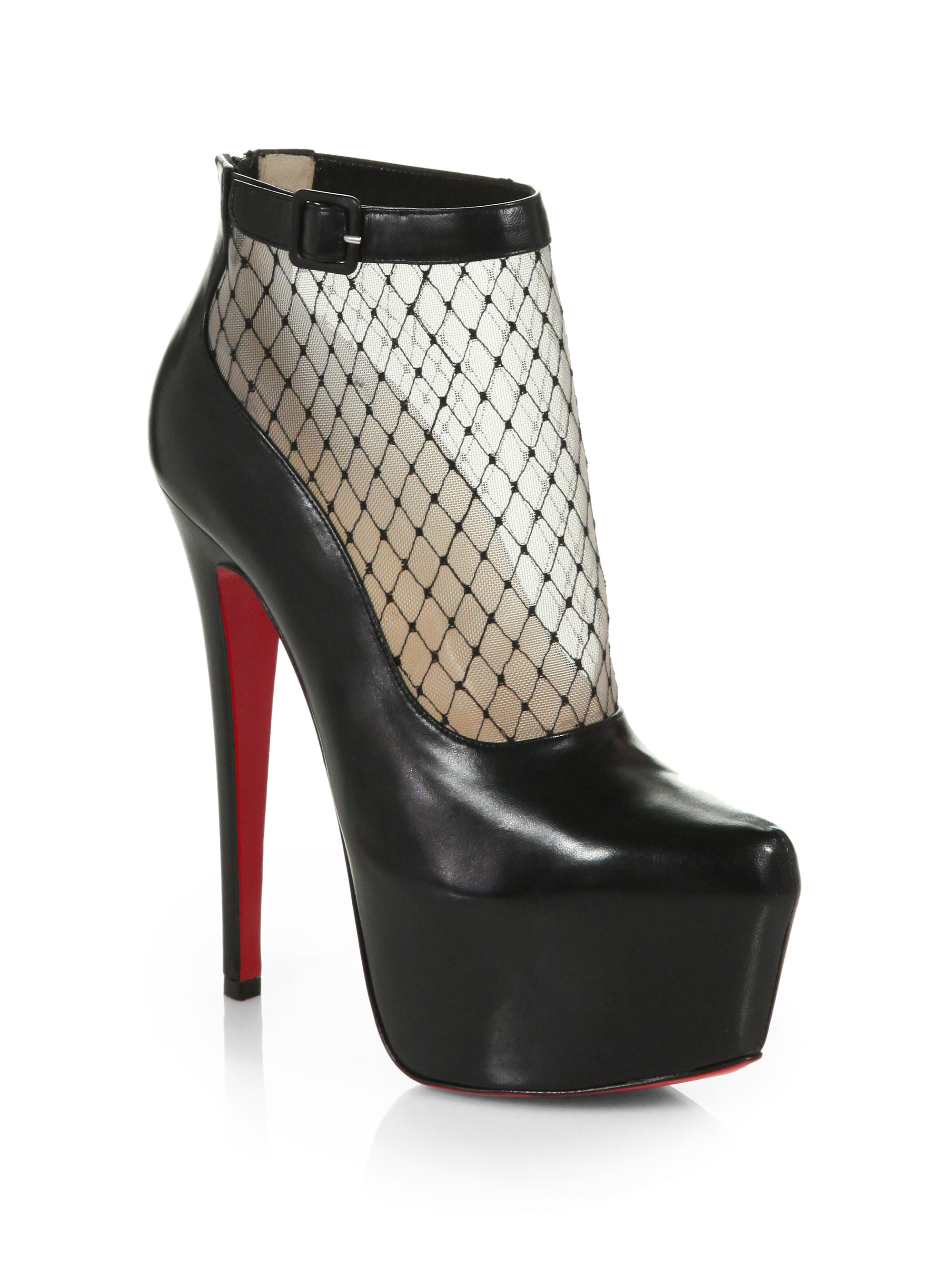 Christian louboutin Resillissima Leather Mesh Platform Ankle Boots in ...