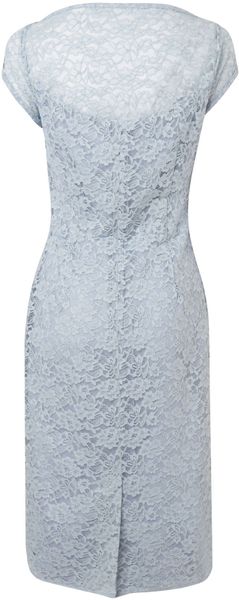 Jaeger All Over Lace Dress in Gray (light blue) | Lyst