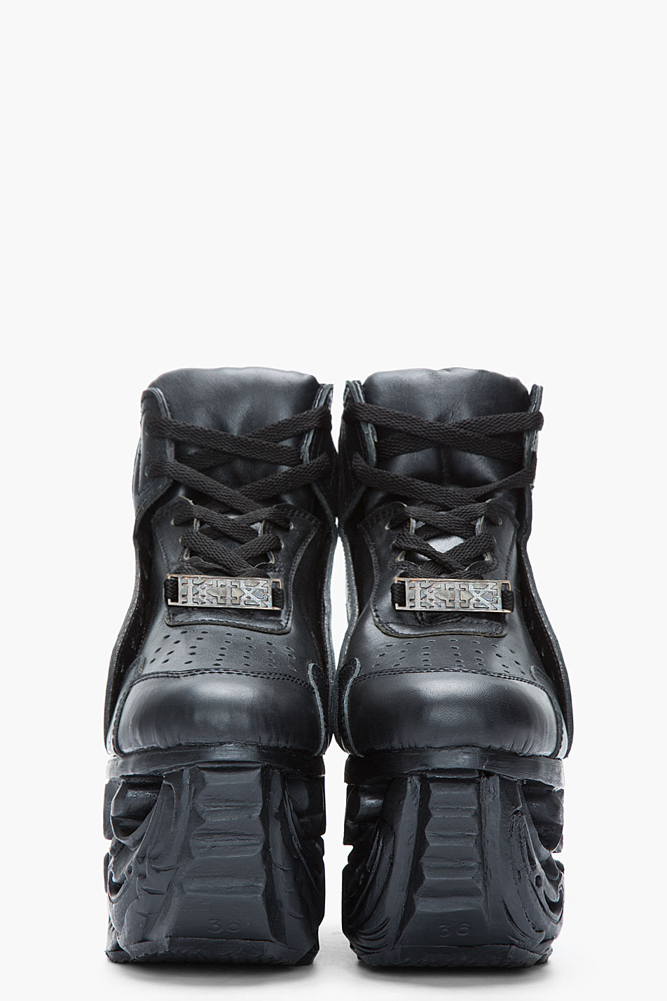 black leather platform sneakers