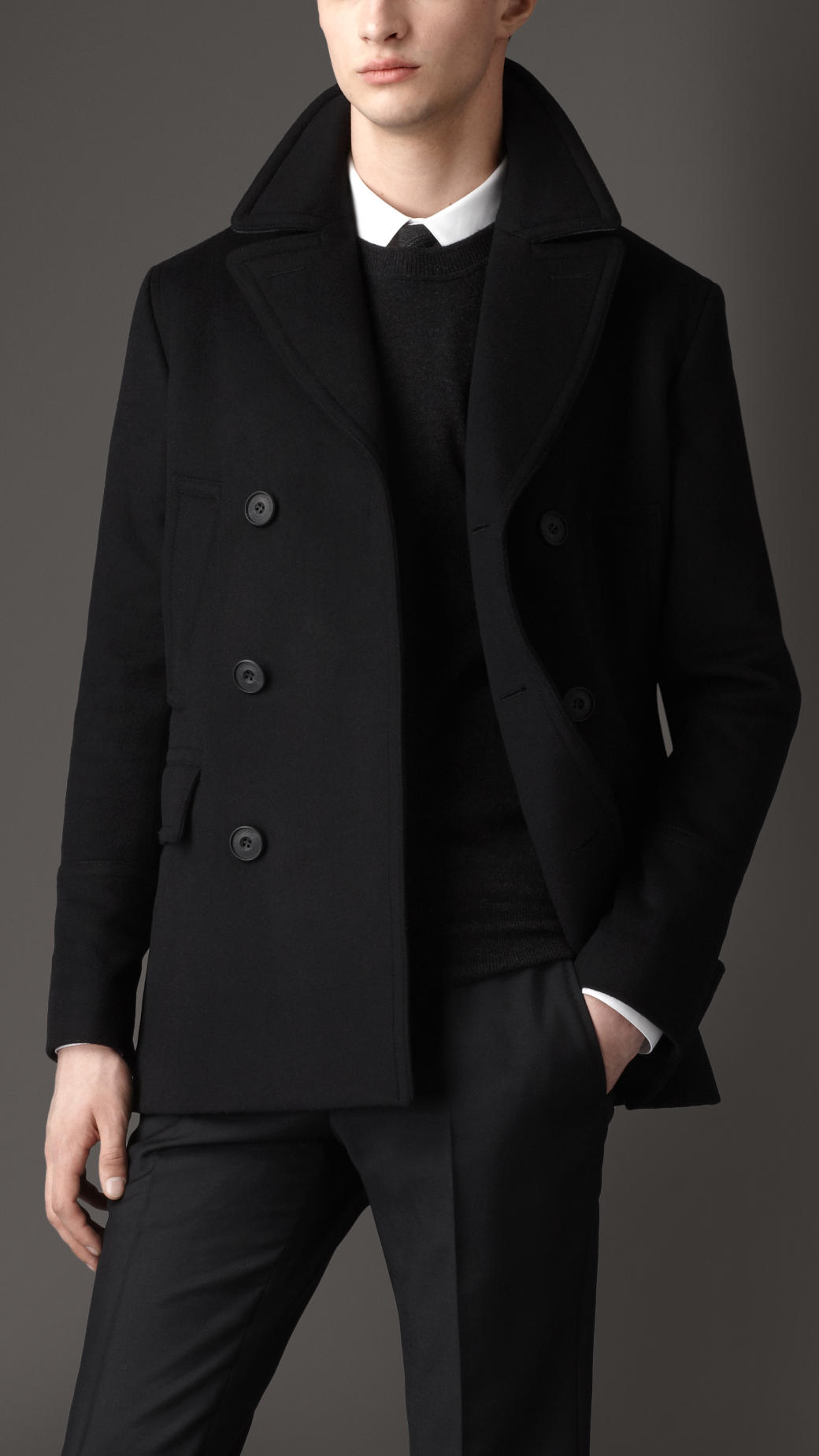 Mens Pea Coat Black Han Coats