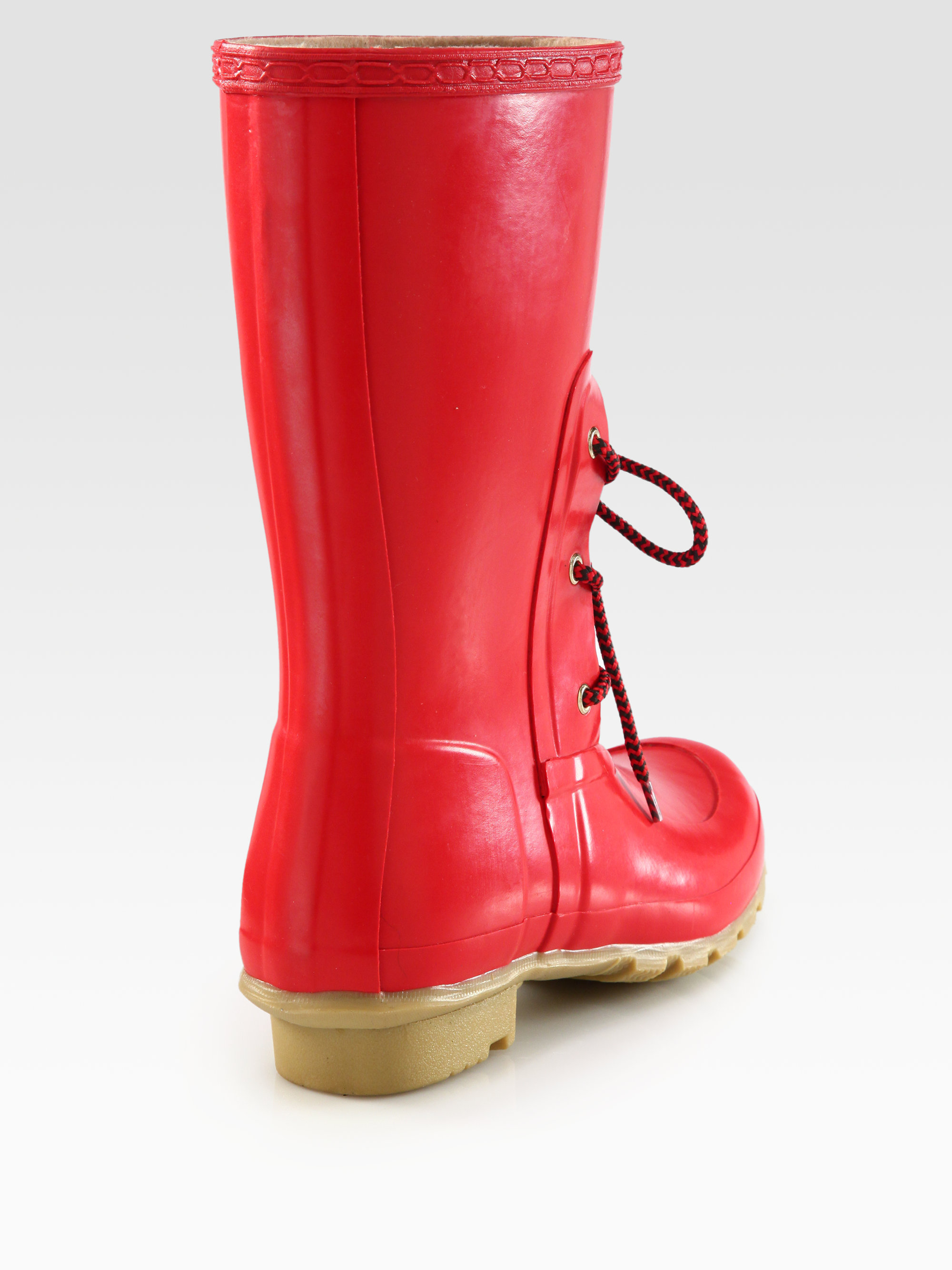 Lyst - HUNTER Rubber Laceup Rain Boots in Red