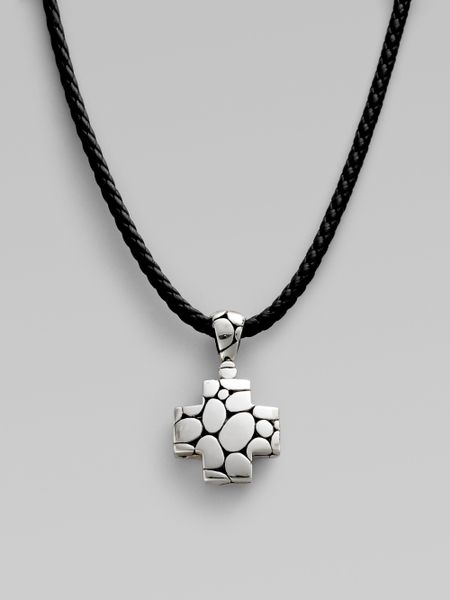 John Hardy Kali Cross Necklace in Silver (silver-black) | Lyst