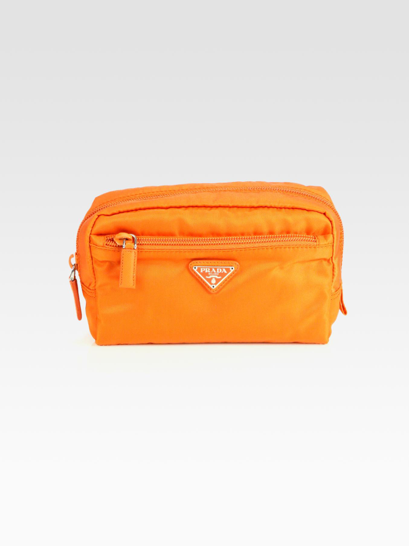 Prada Nylon Zip Pouch in Orange for Men - Lyst