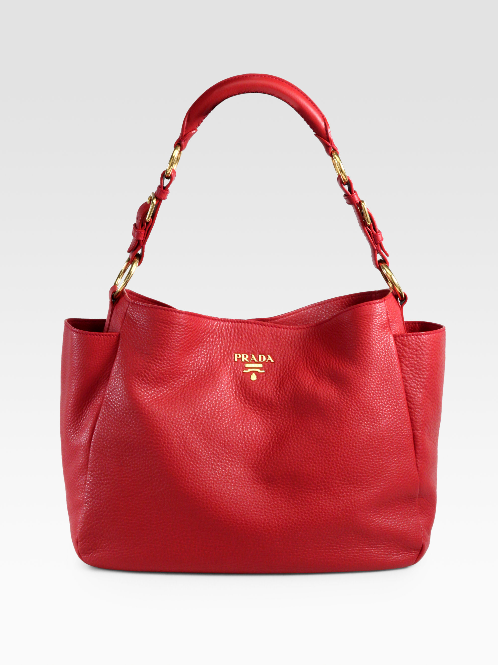 Lyst Prada Daino Side Pocket Hobo In Red Gallery