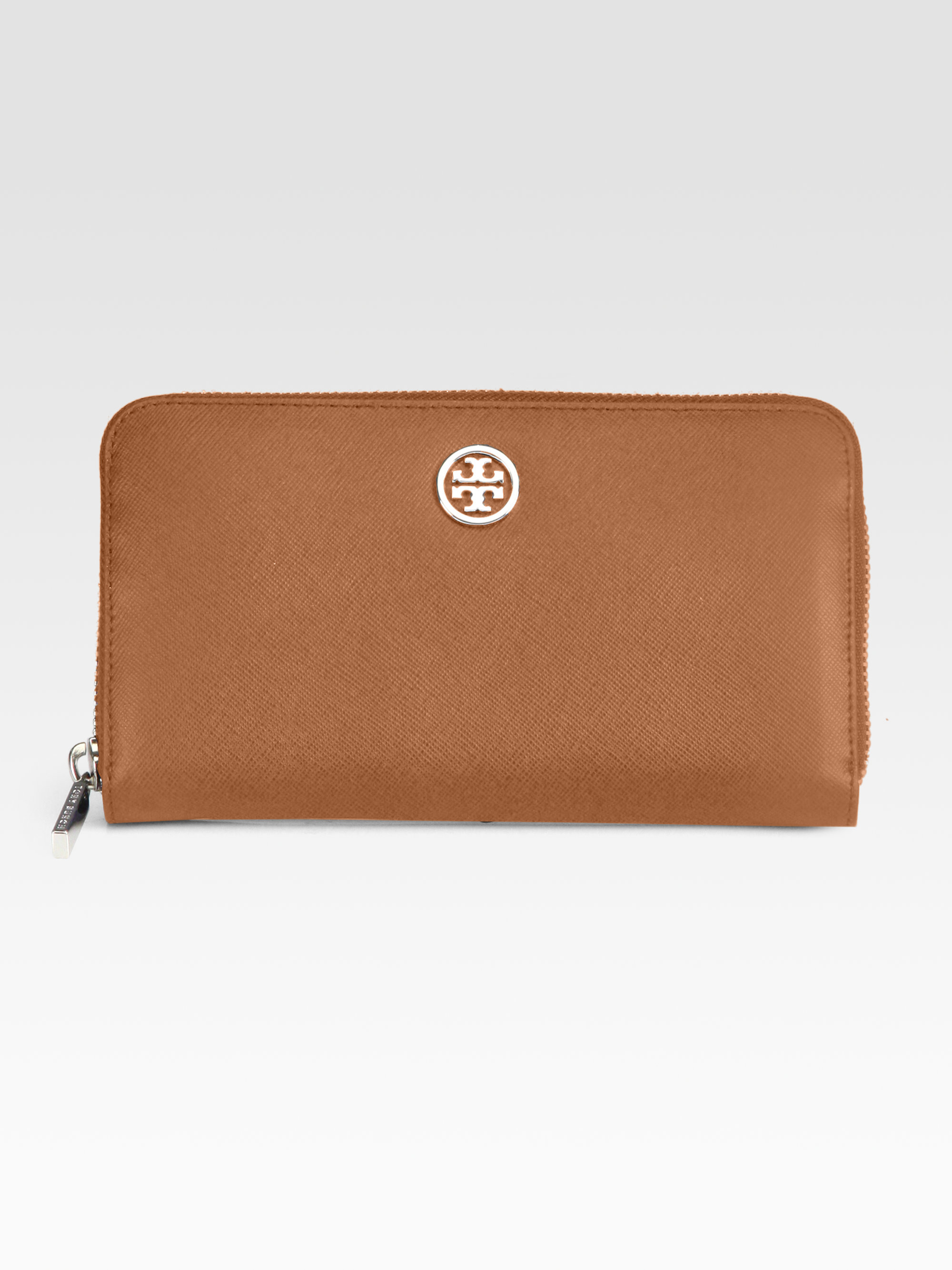 Lyst - Tory Burch Robinson Zip-around Wallet in Brown