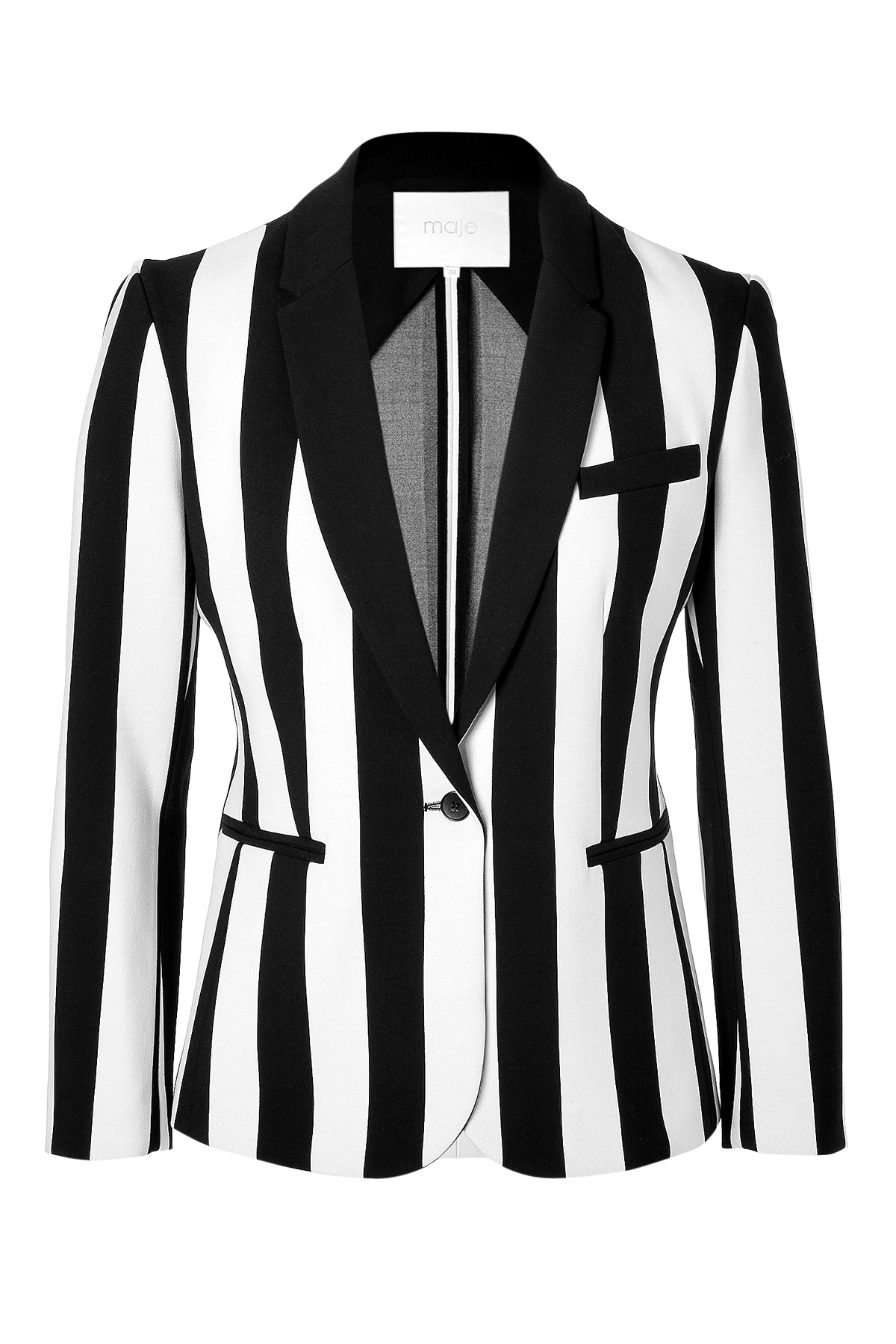Lyst - Maje Striped Blazer in Blackwhite in White
