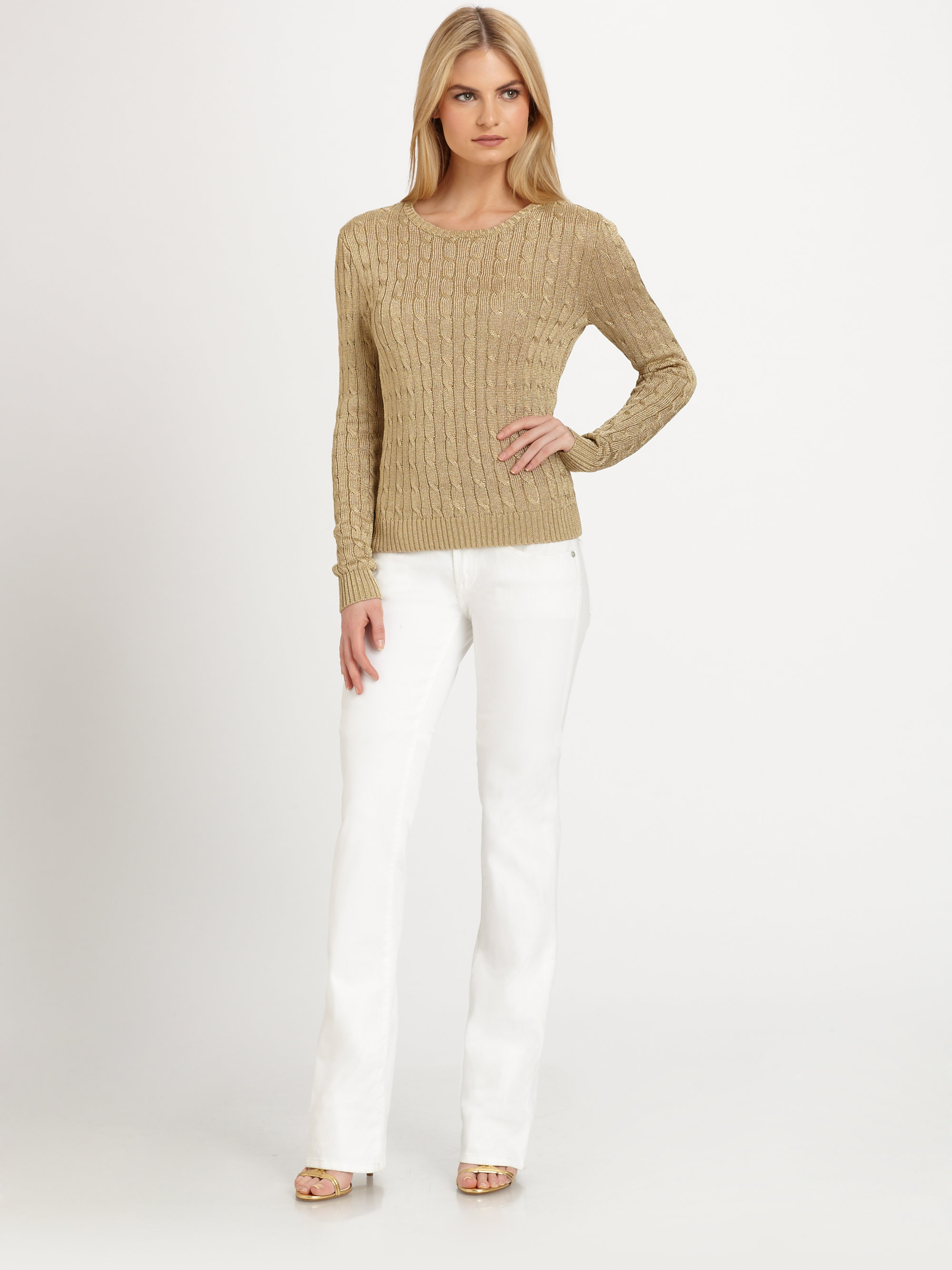 ralph lauren gold metallic sweater