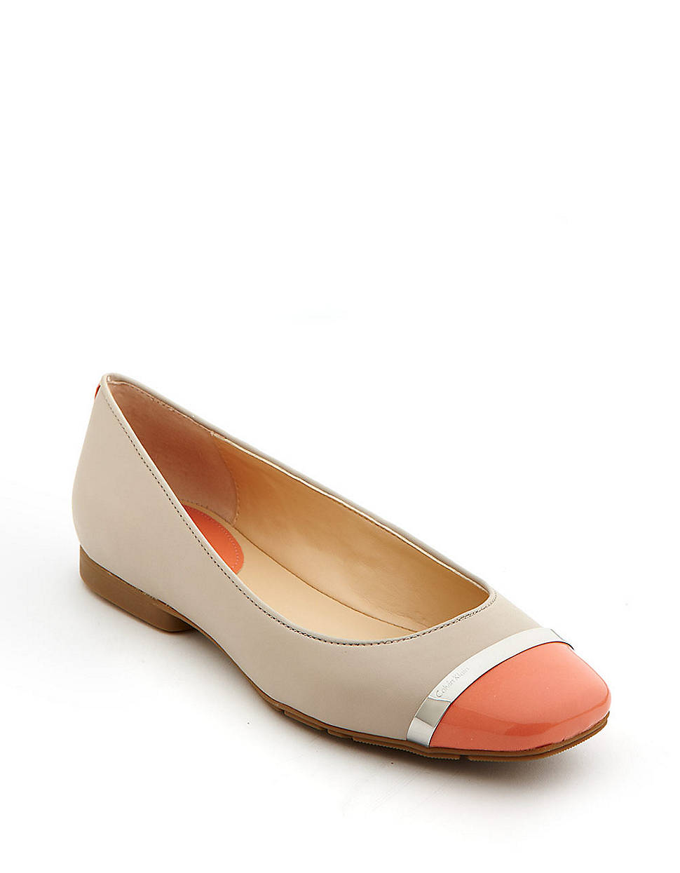 Calvin Klein Pash Colorblock Leather Flats in Natural - Lyst
